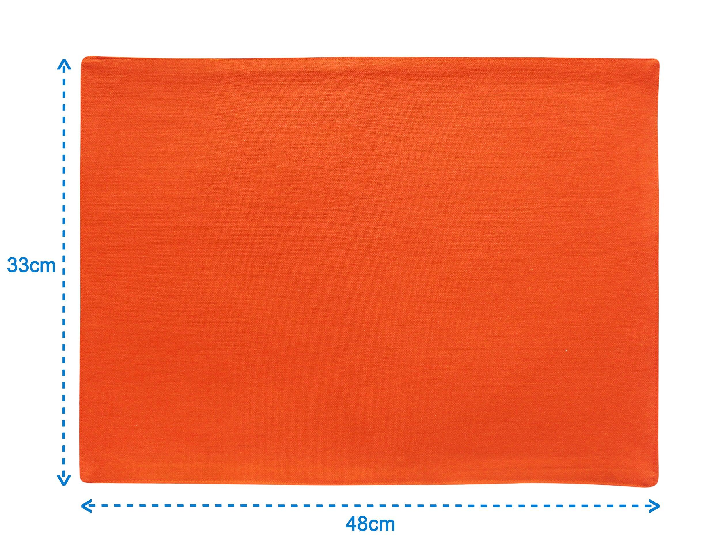 Cotton Solid Orange Table Placemats Pack Of 4