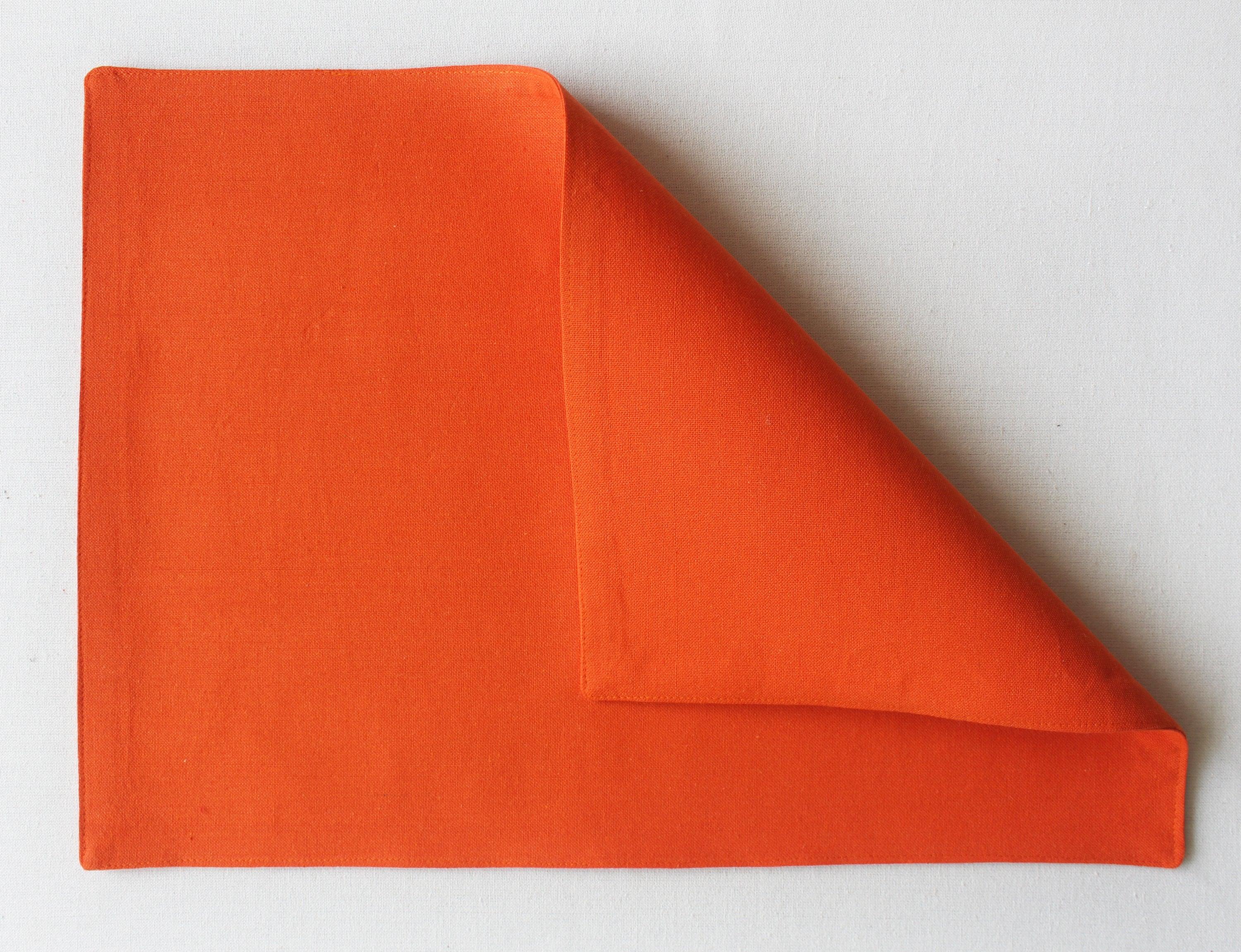 Cotton Solid Orange Table Placemats Pack Of 4