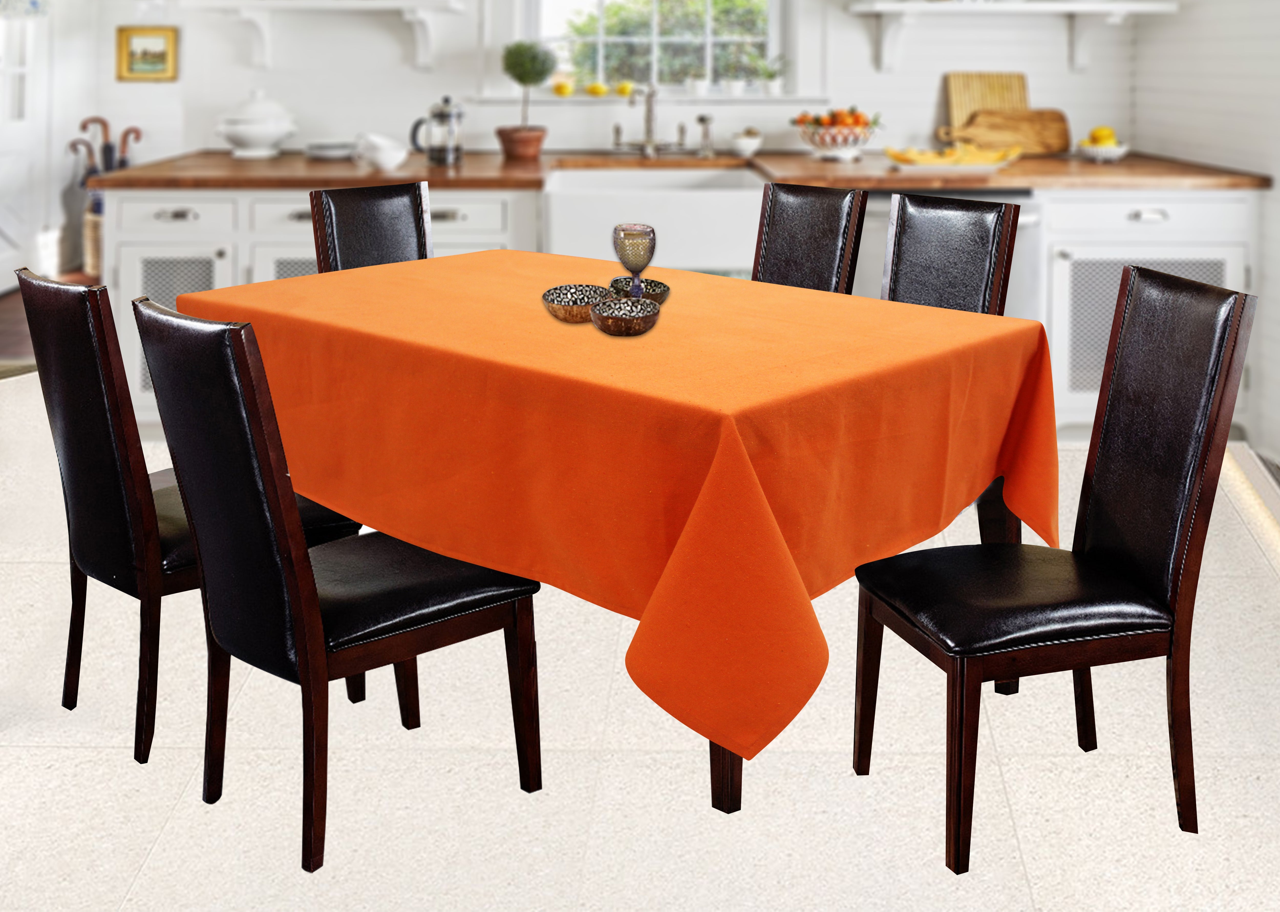 Cotton Solid Orange 4 Seater Table Cloths