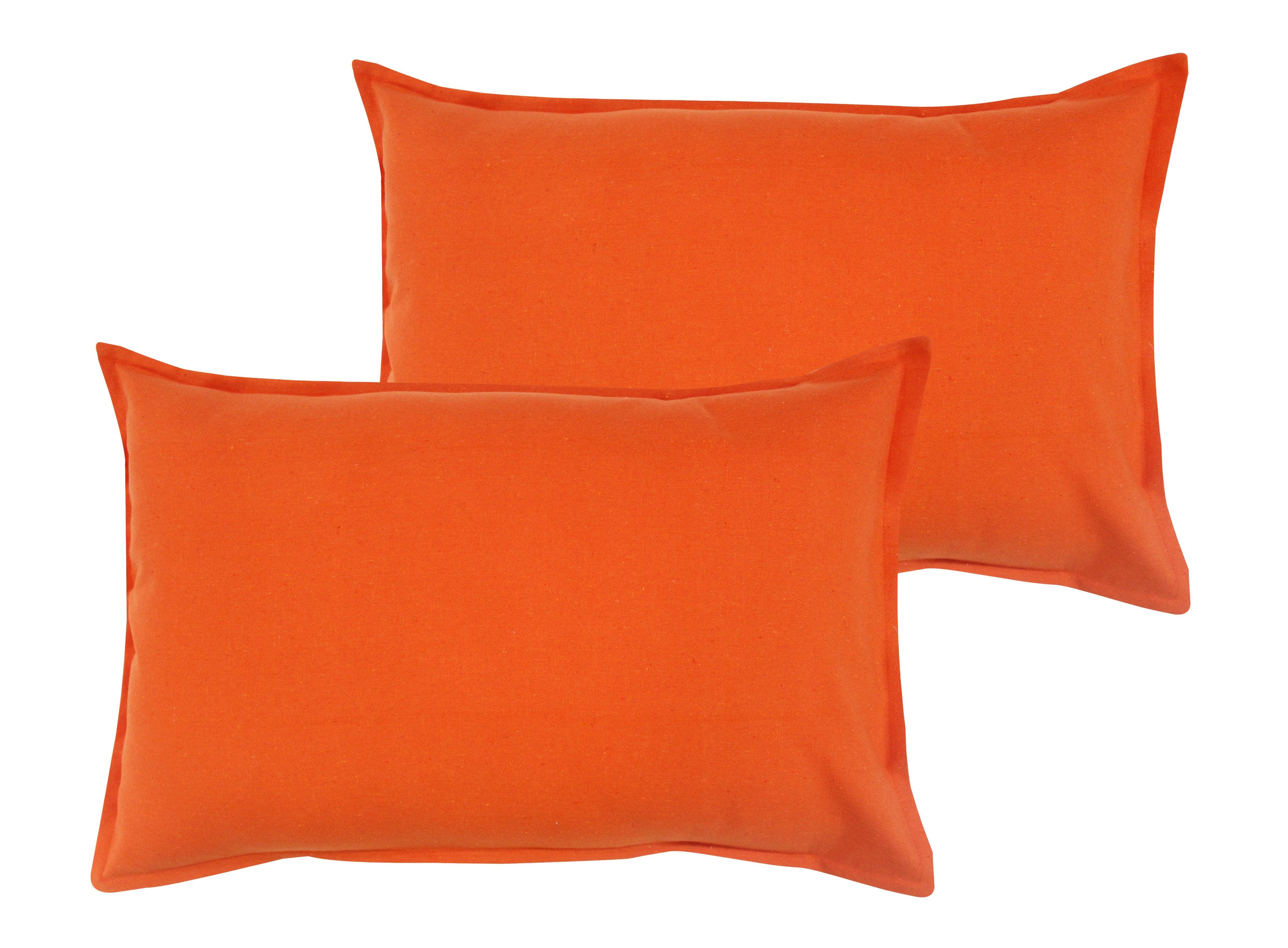 Cotton Solid Orange Pillow Covers Pack Of 2