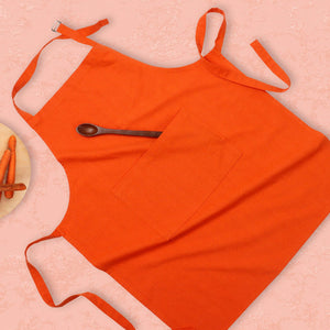 Cotton Solid Orange Free Size Apron