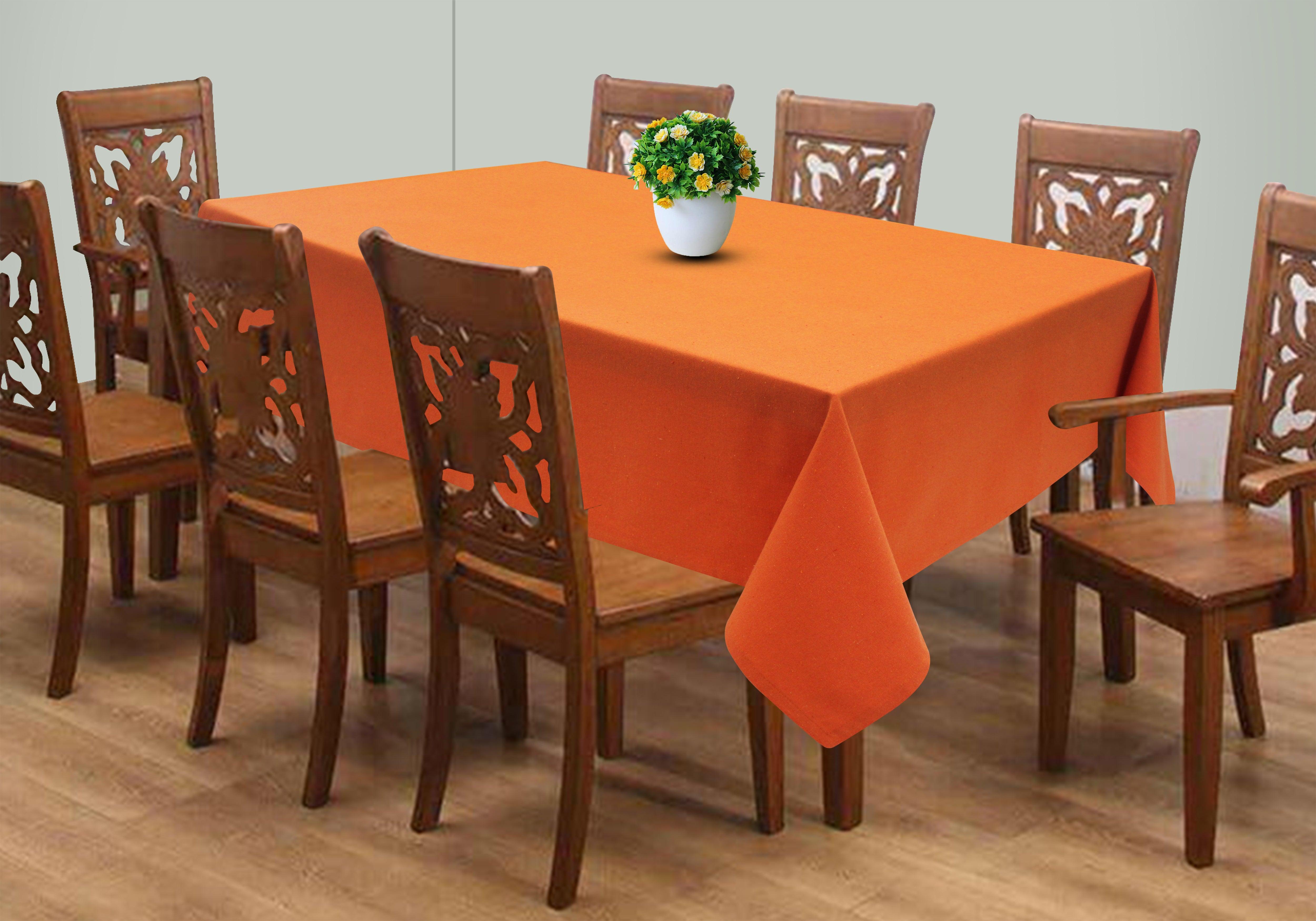Cotton Solid Orange 8 Seater Table Cloths
