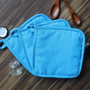 Cotton Solid Turquoise Blue Pot Holders Pack Of 3 freeshipping - Airwill