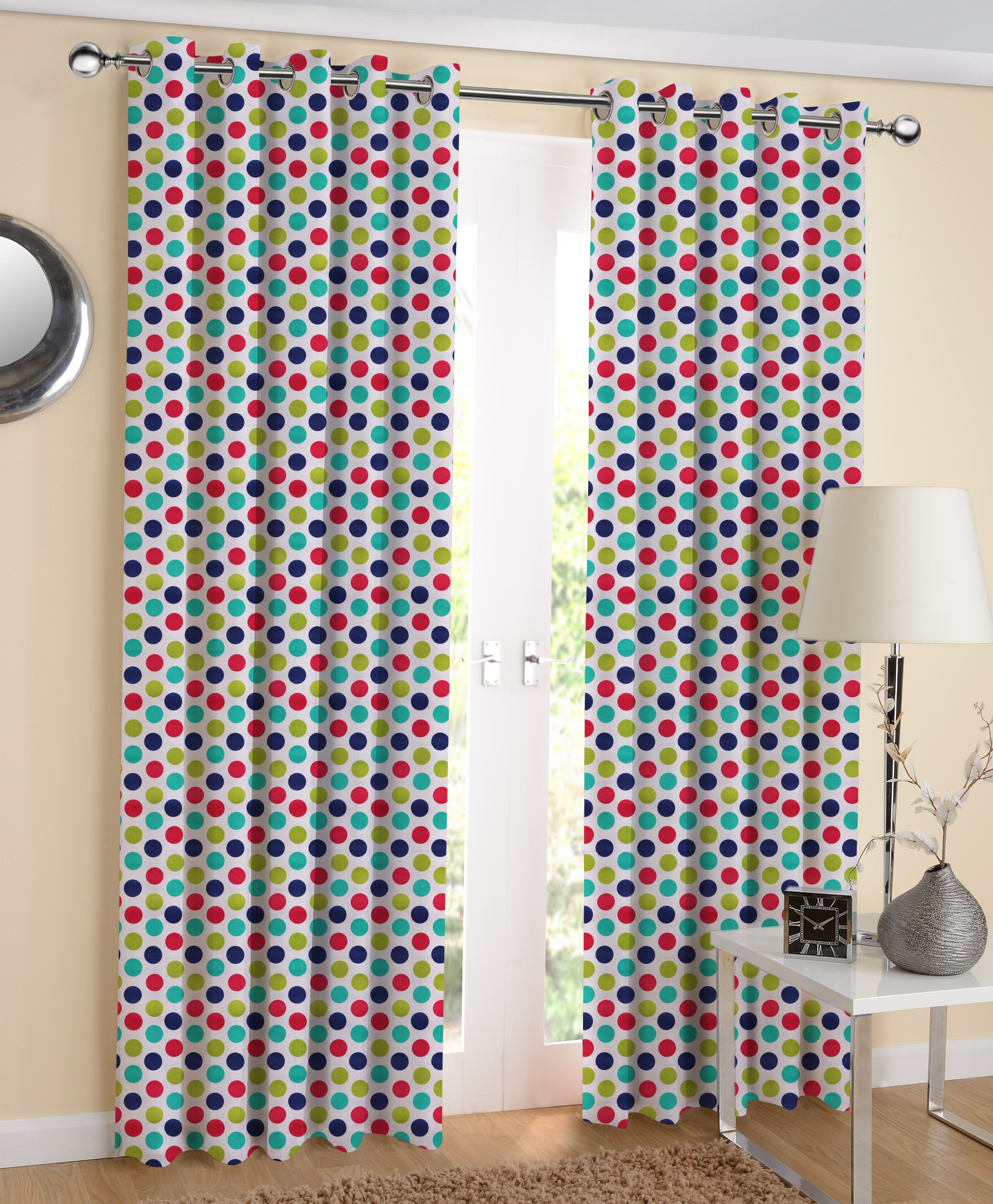 Cotton Singer Dot 7ft Door Curtains Pack Of 2