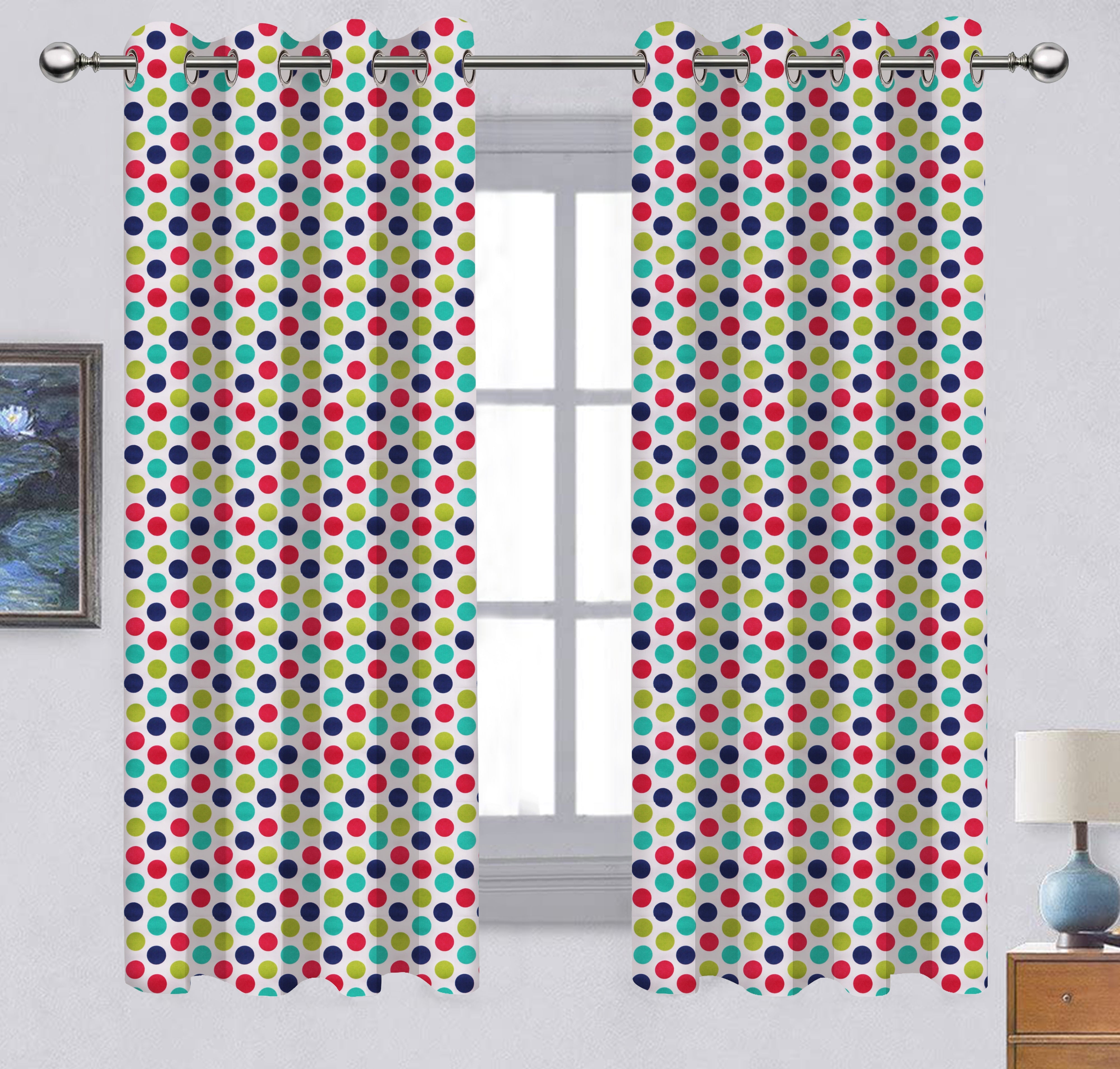 Cotton Singer Dot 7ft Door Curtains Pack Of 2