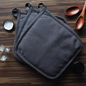 Cotton Solid Steel Grey Pot Holders Pack Of 3 freeshipping - Airwill