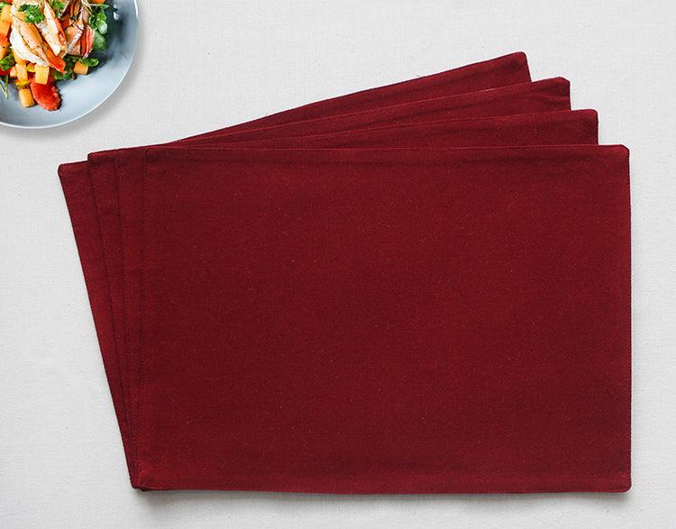 Cotton Solid Maroon Table Placemats Pack Of 4