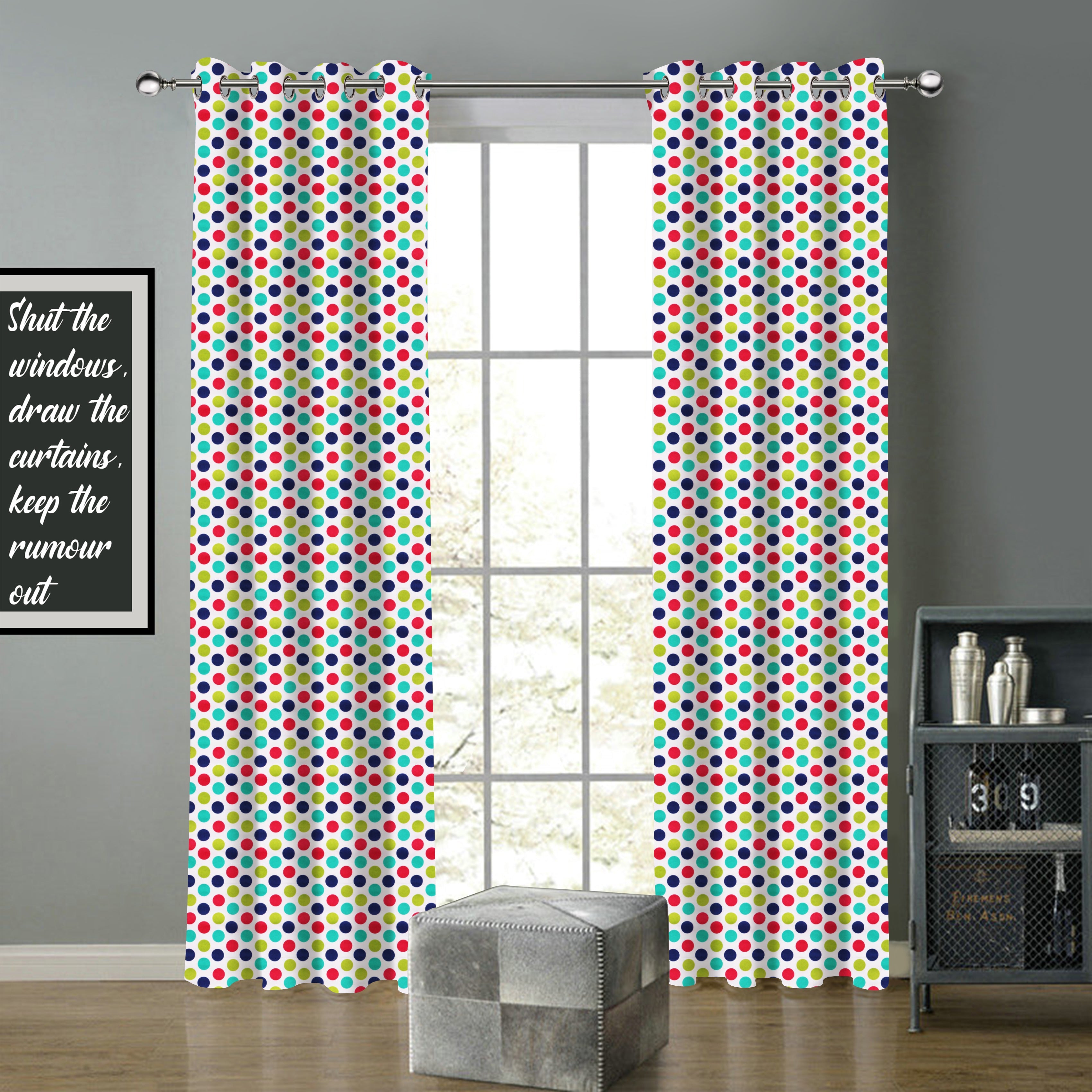 Cotton Singer Dot 5ft Window Curtains Pack Of 2