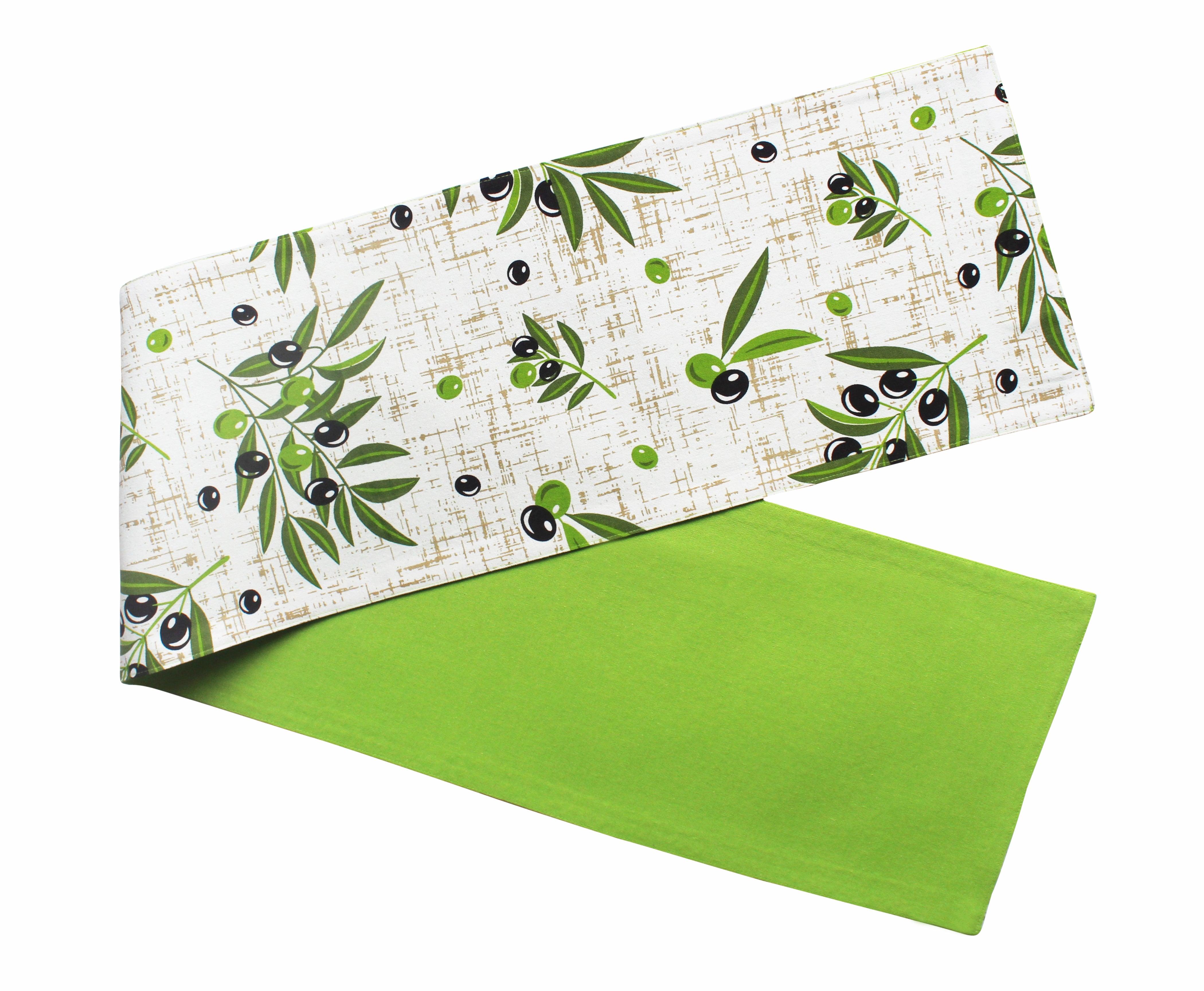 Cotton Anjoe Olive Leaf Table Runner