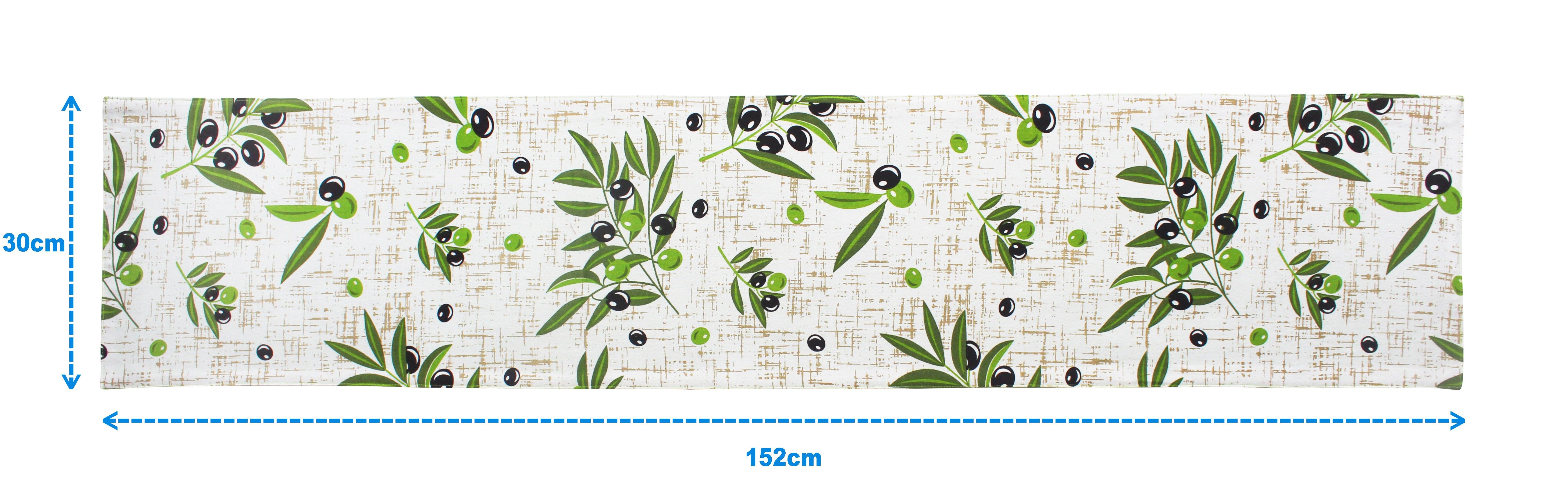 Cotton Anjoe Olive Leaf Table Runner