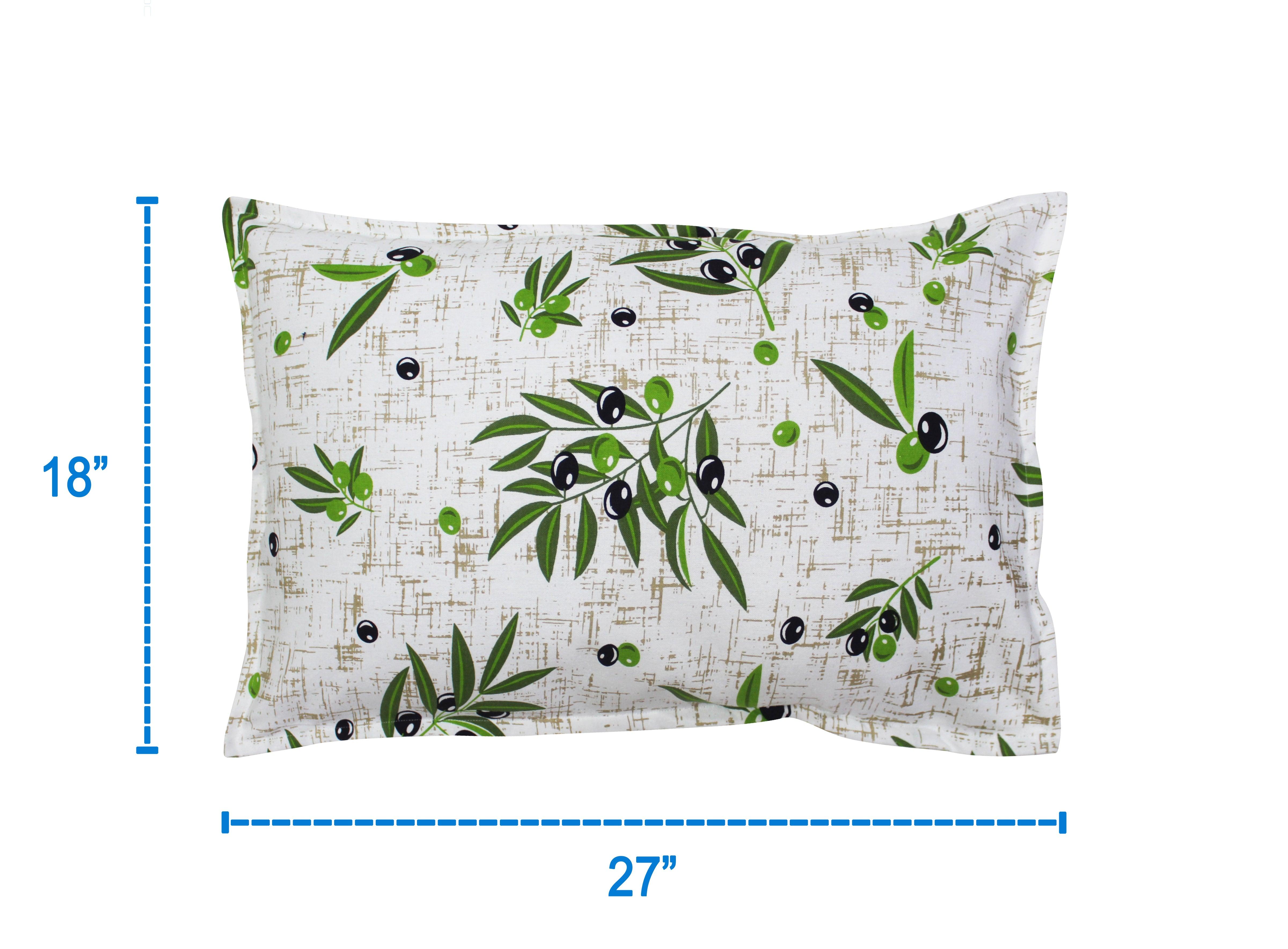 Cotton Olive Leaf Pillow Covers Pack Of 2