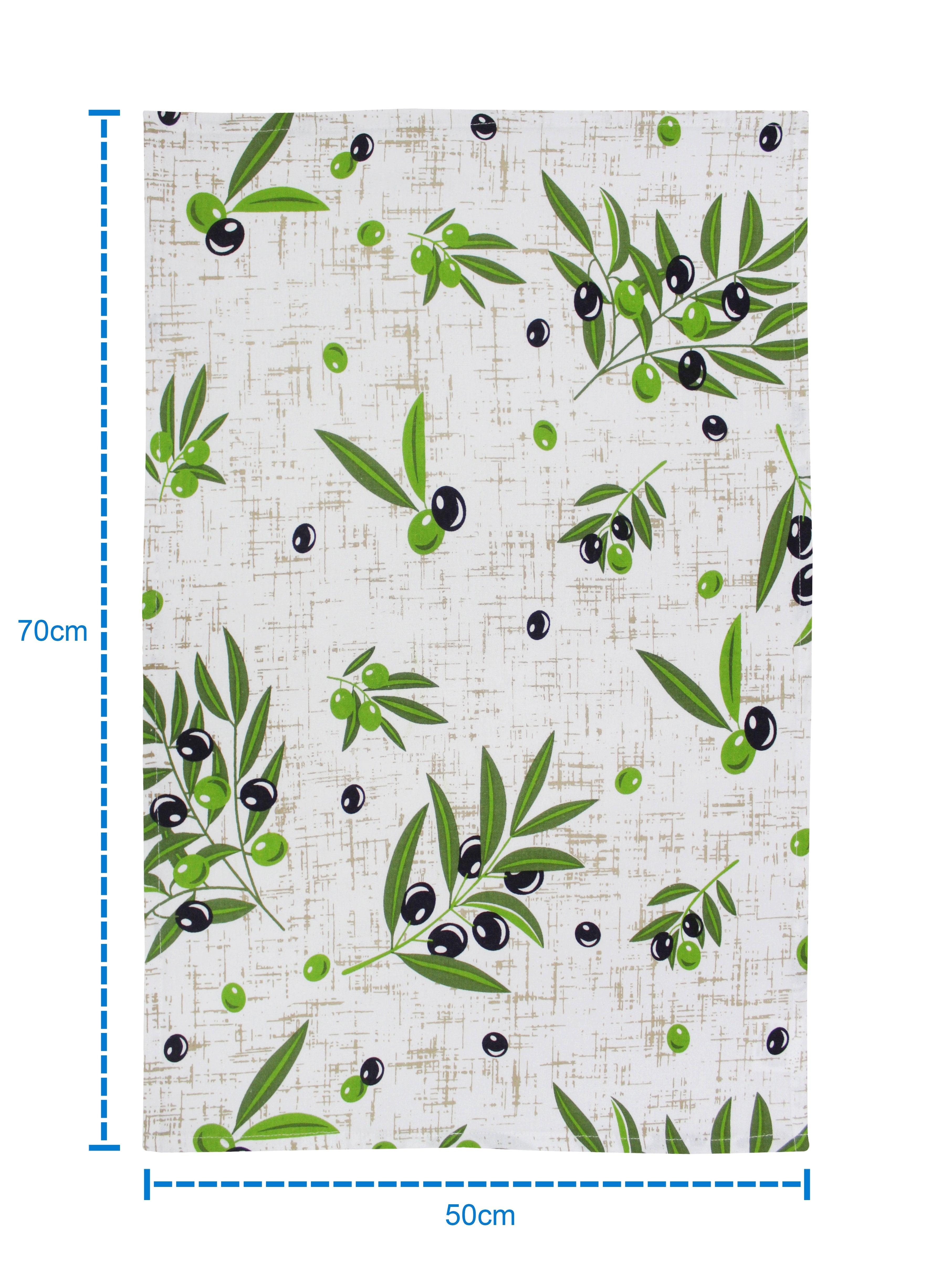 Cotton Anjoe Olive Leaf Kitchen Towels Pack Of 4