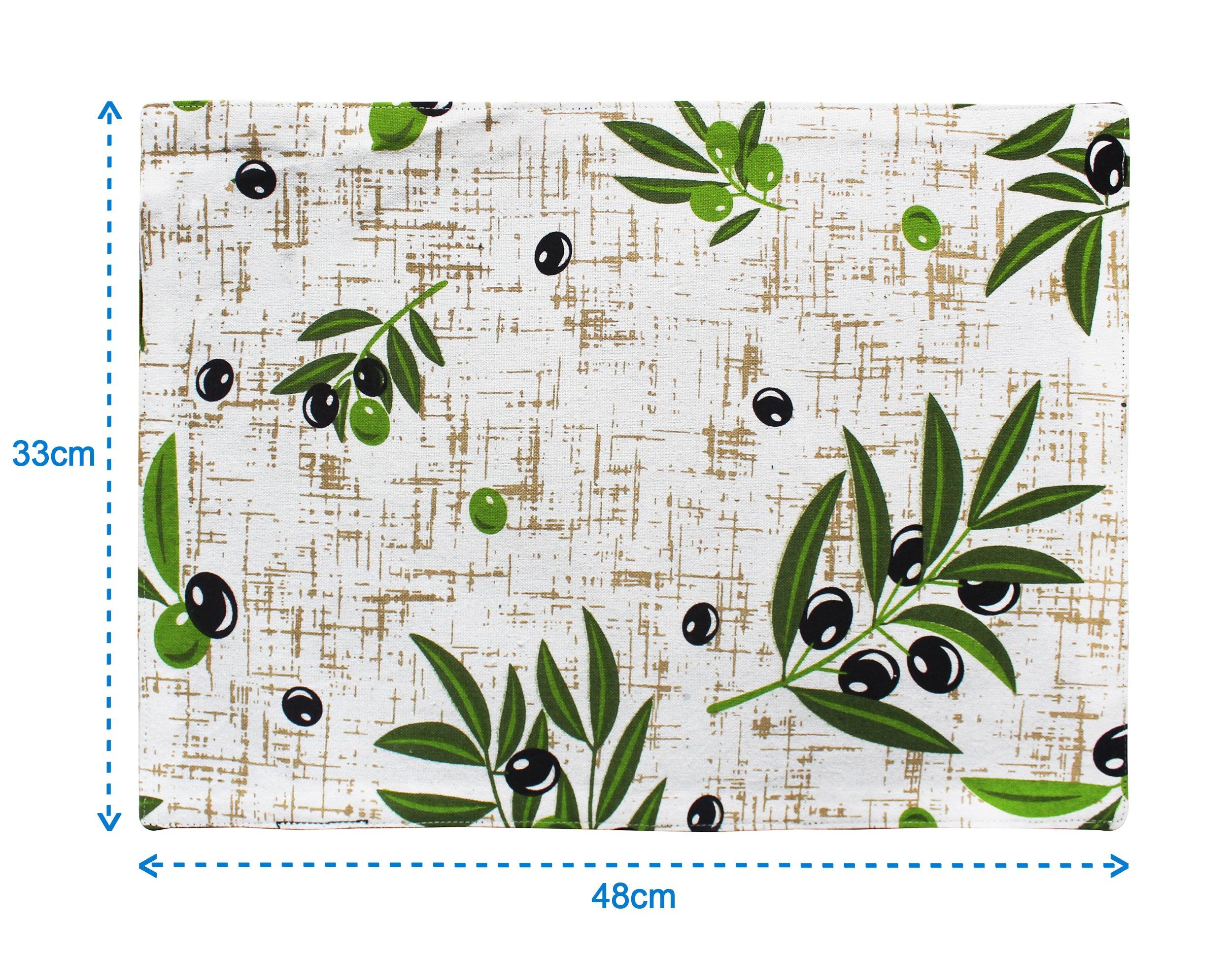 Cotton Anjoe Olive Leaf Table Placemats Pack Of 4