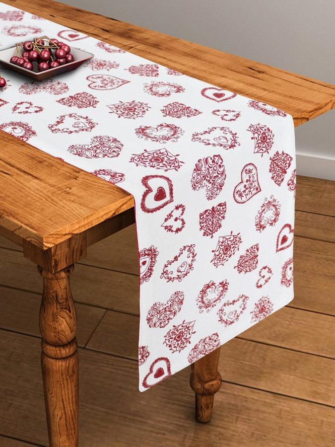 Cotton Red Heart Table Runner