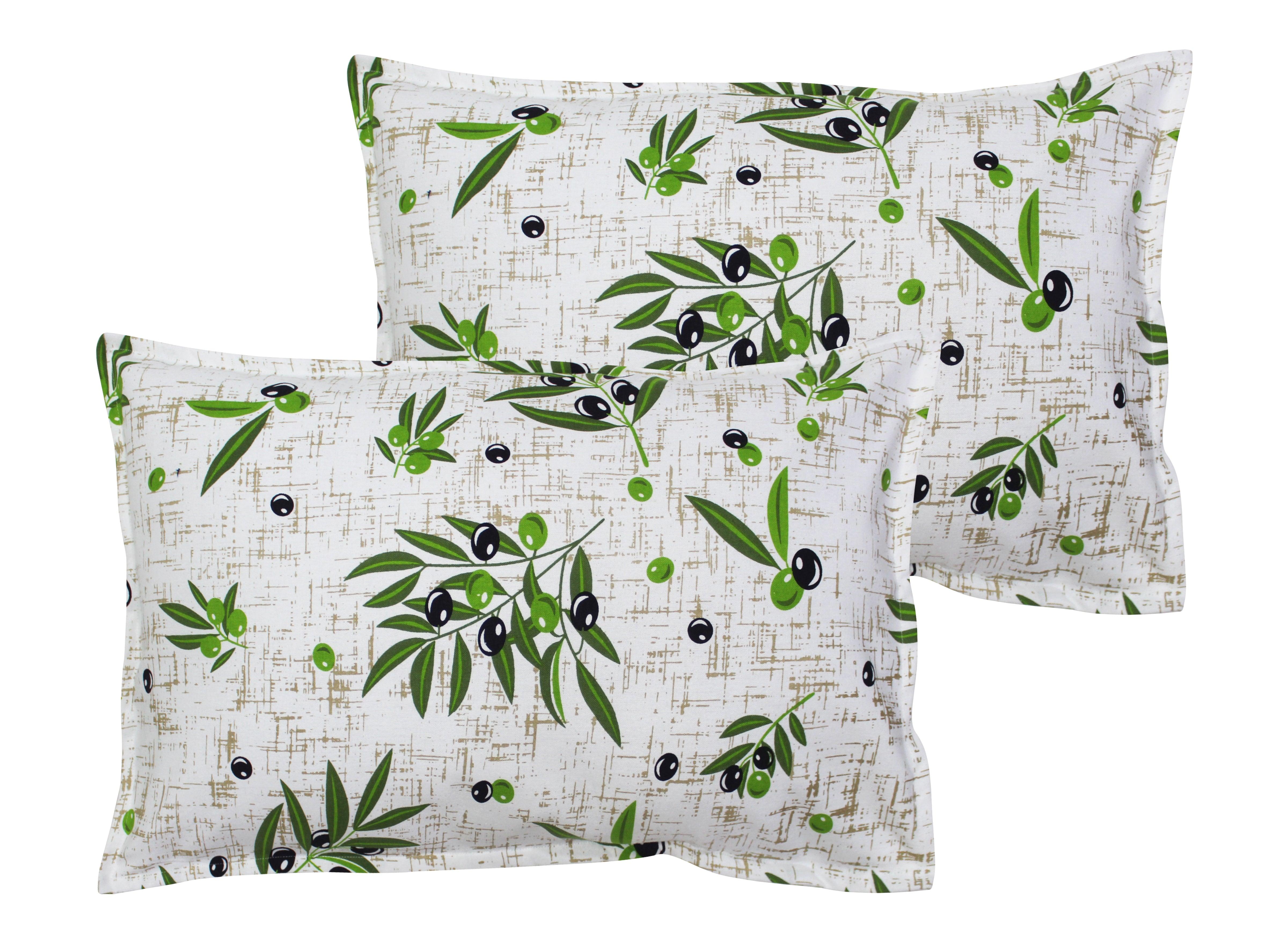 Cotton Olive Leaf Pillow Covers Pack Of 2