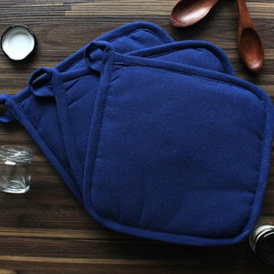 Cotton Solid Blue Pot Holders Pack Of 3 freeshipping - Airwill