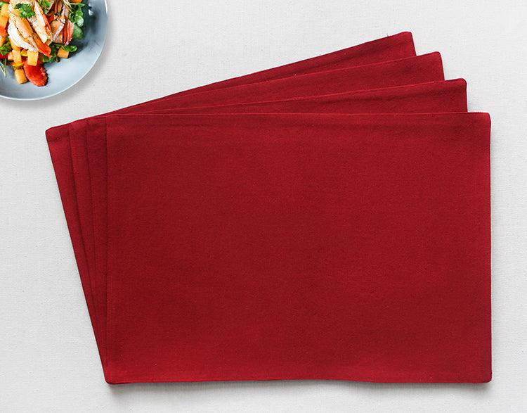Cotton Solid Cherry Red Table Placemats Pack Of 4