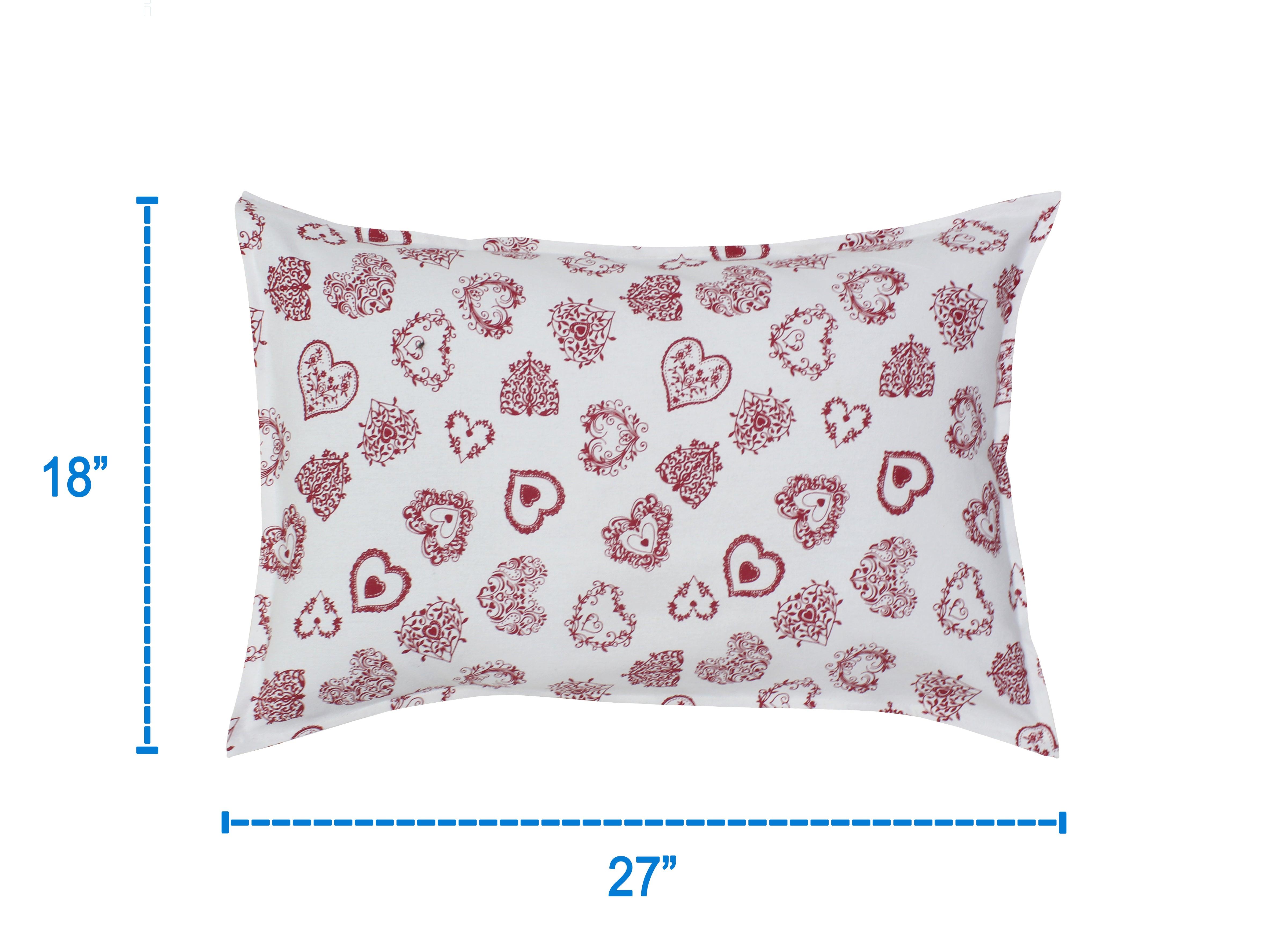 Cotton Red Heart Pillow Covers Pack Of 2