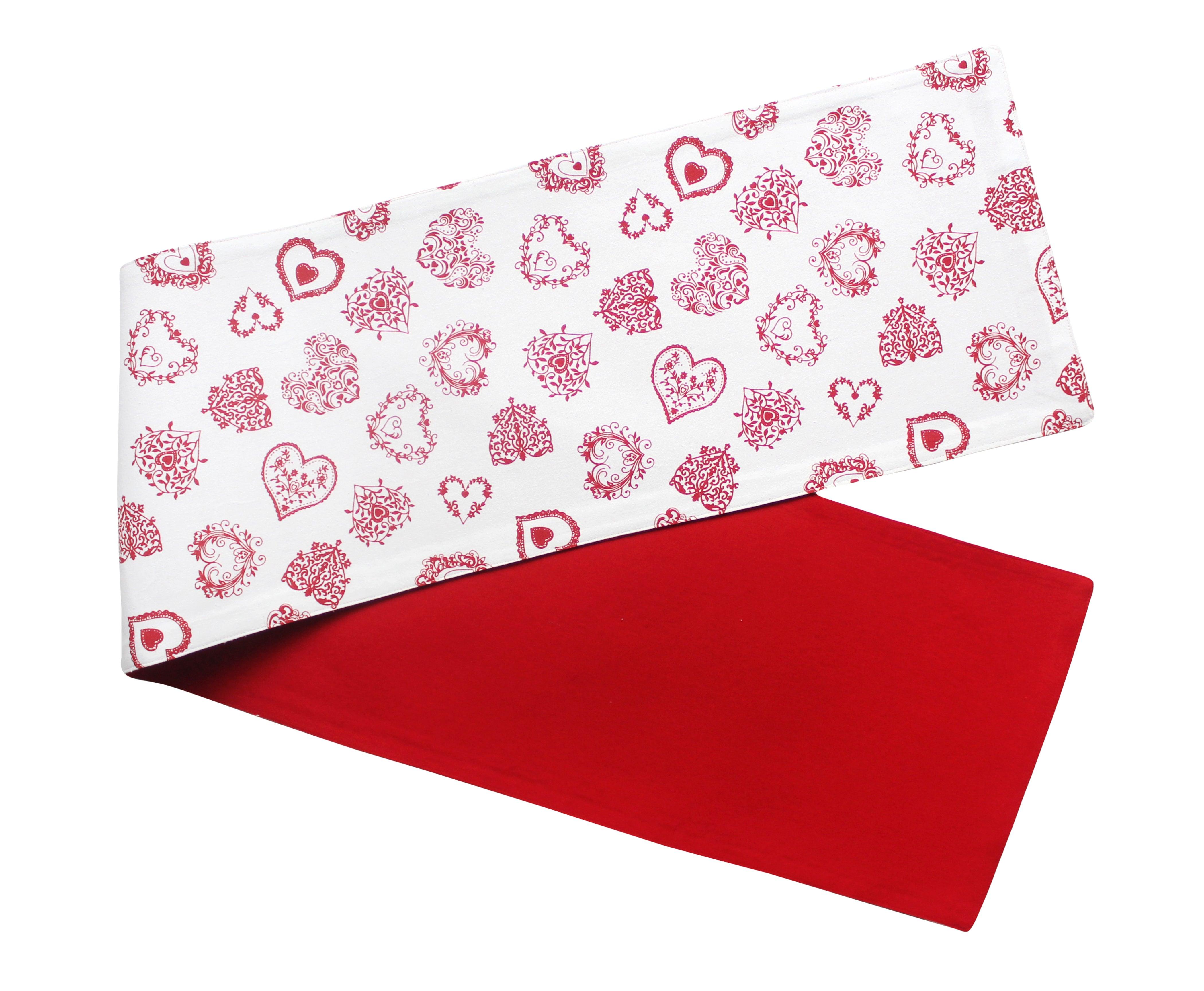 Cotton Red Heart Table Runner