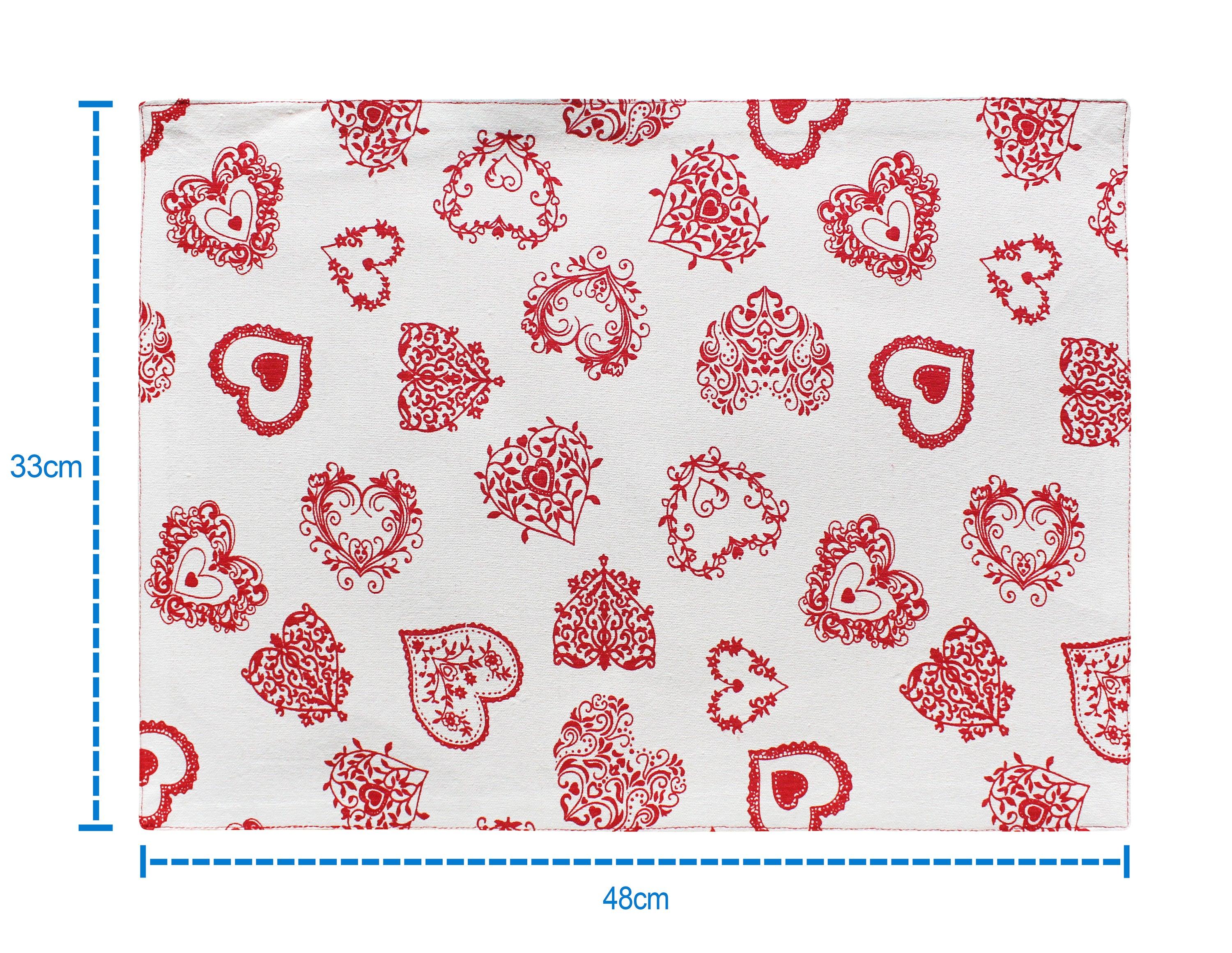 Cotton Red Heart Table Placemats Pack Of 4