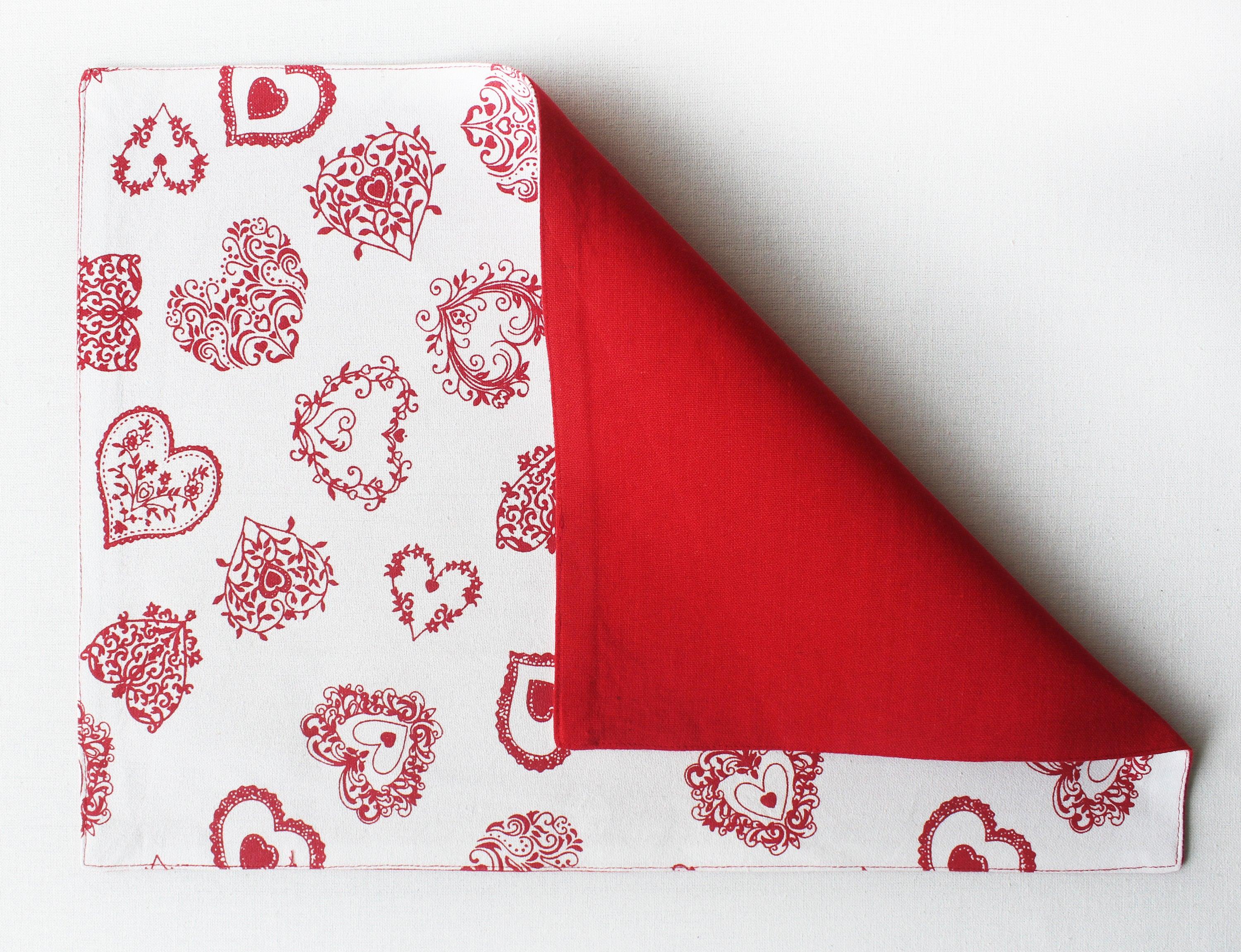 Cotton Red Heart Table Placemats Pack Of 4