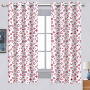 Cotton Red Heart 5ft Window Curtains Pack Of 2 freeshipping - Airwill