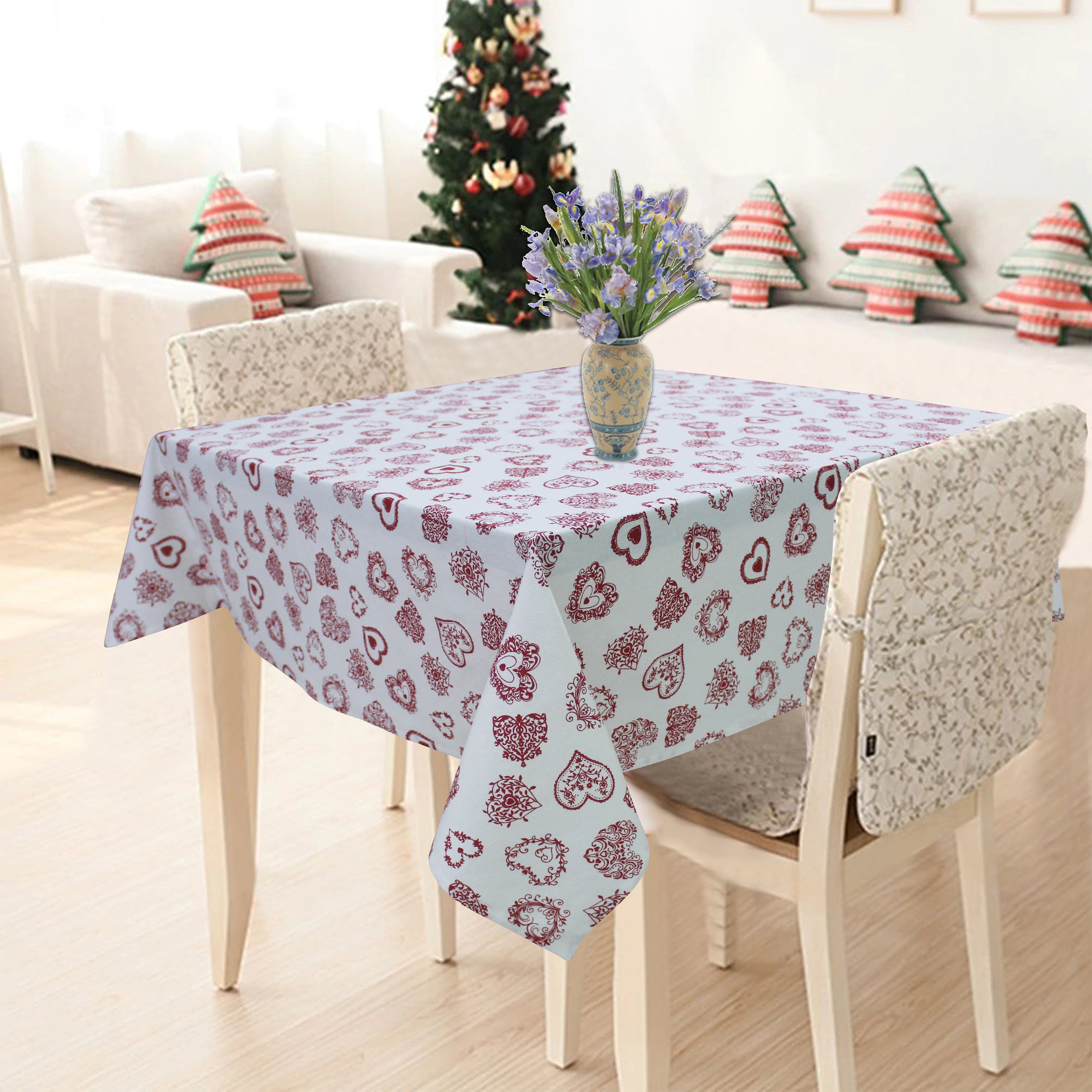 Cotton Red Heart 4 Seater Table Cloths