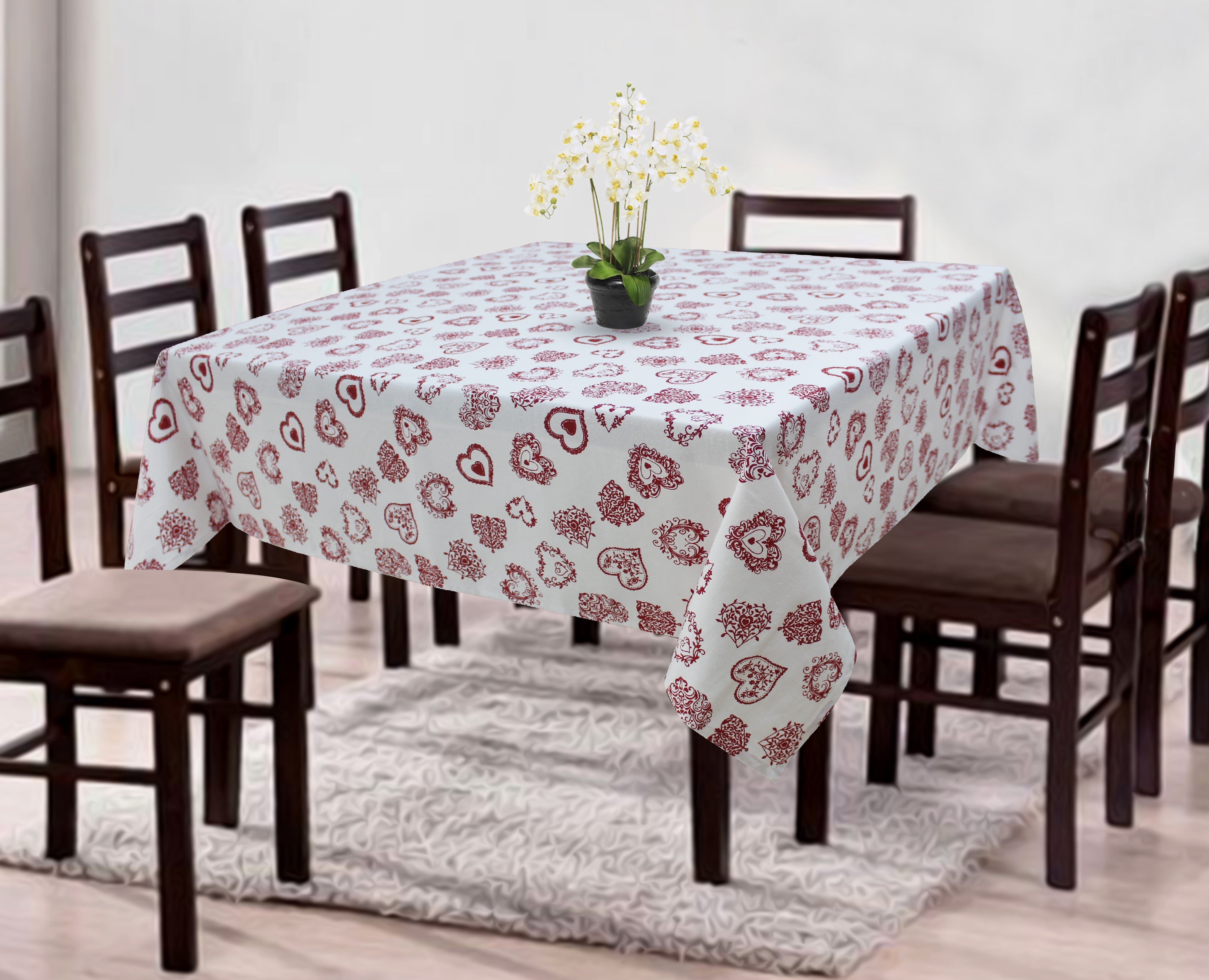 Cotton Red Heart 8 Seater Table Cloths