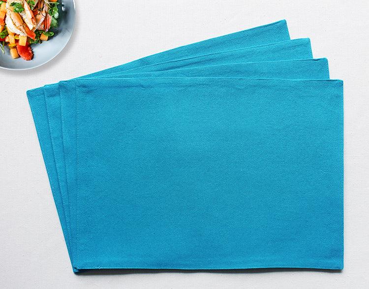 Cotton Solid Turquoise Blue Table Placemats Pack Of 4