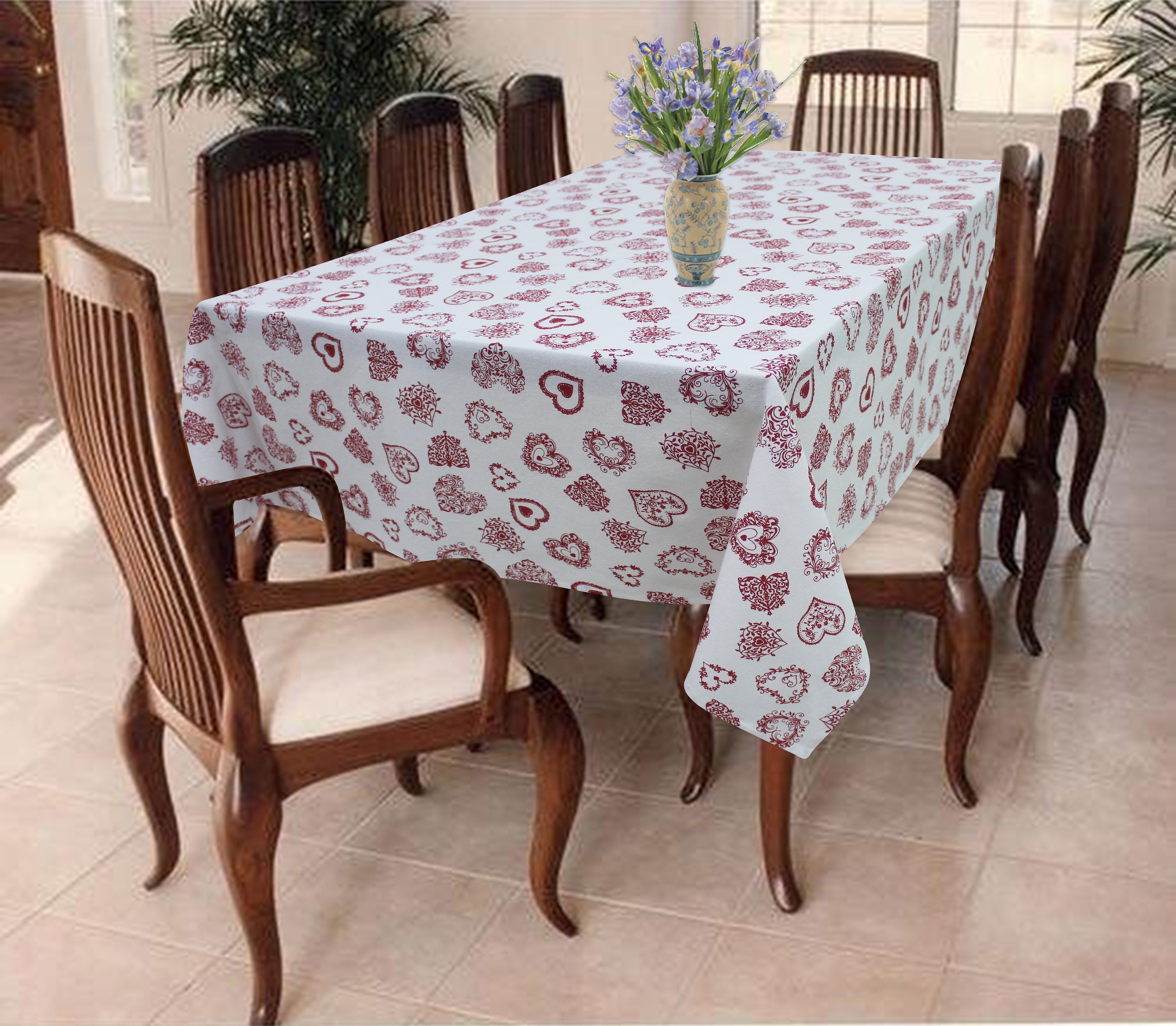 Cotton Red Heart 4 Seater Table Cloths