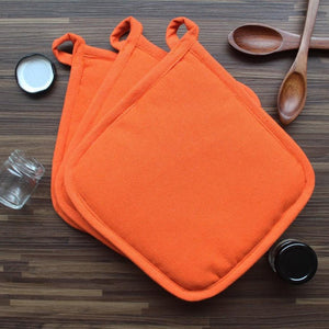 Cotton Solid Orange Pot Holders Pack Of 3 freeshipping - Airwill