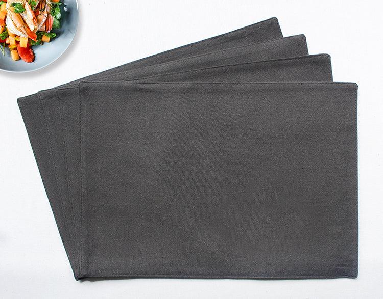 Cotton Solid Steel Grey Table Placemats Pack Of 4