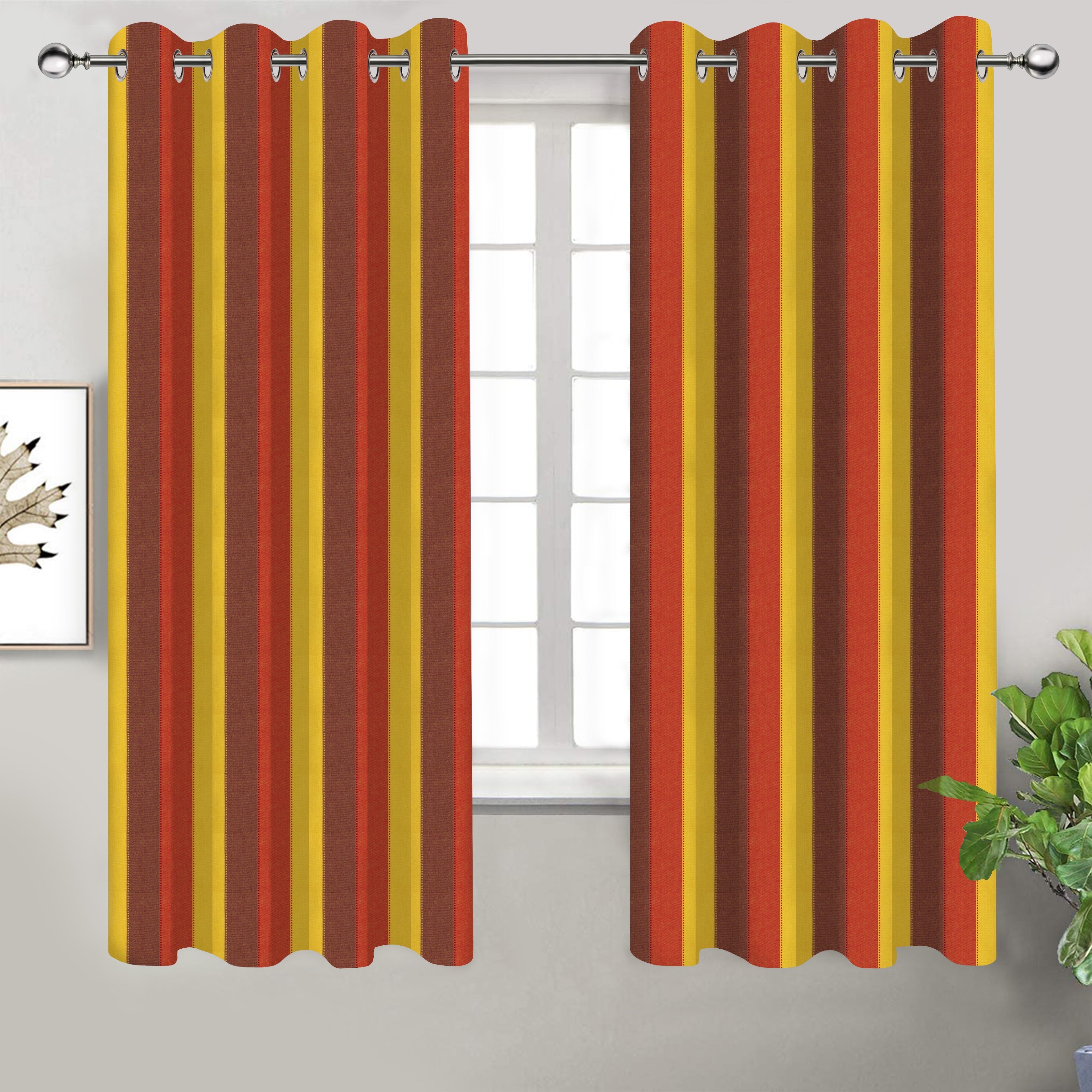 Cotton Dobby Stripe 7ft Door Curtains Pack Of 2