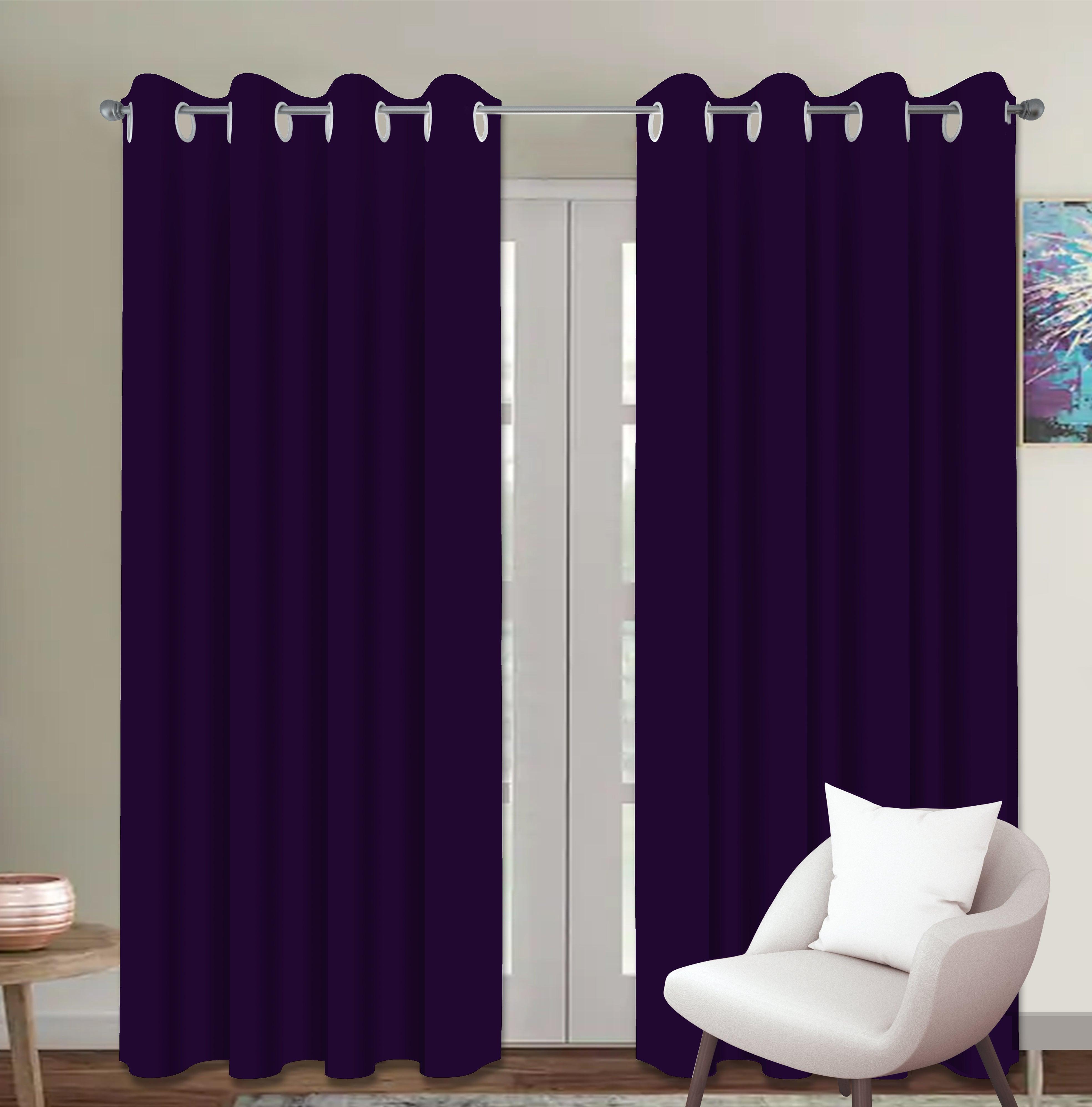 Cotton Solid Violet 7ft Door Curtains Pack Of 2