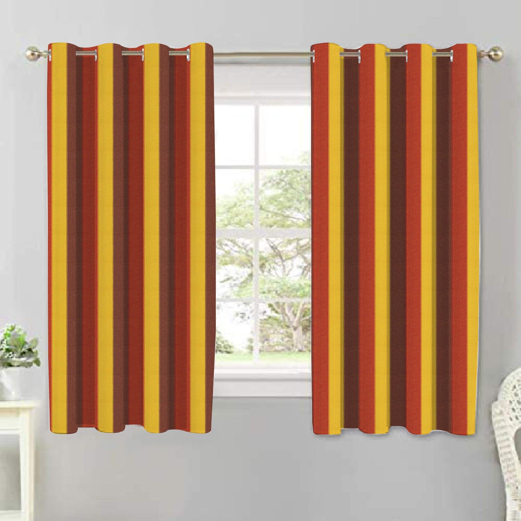 Cotton Dobby Stripe 5ft Window Curtains Pack Of 2