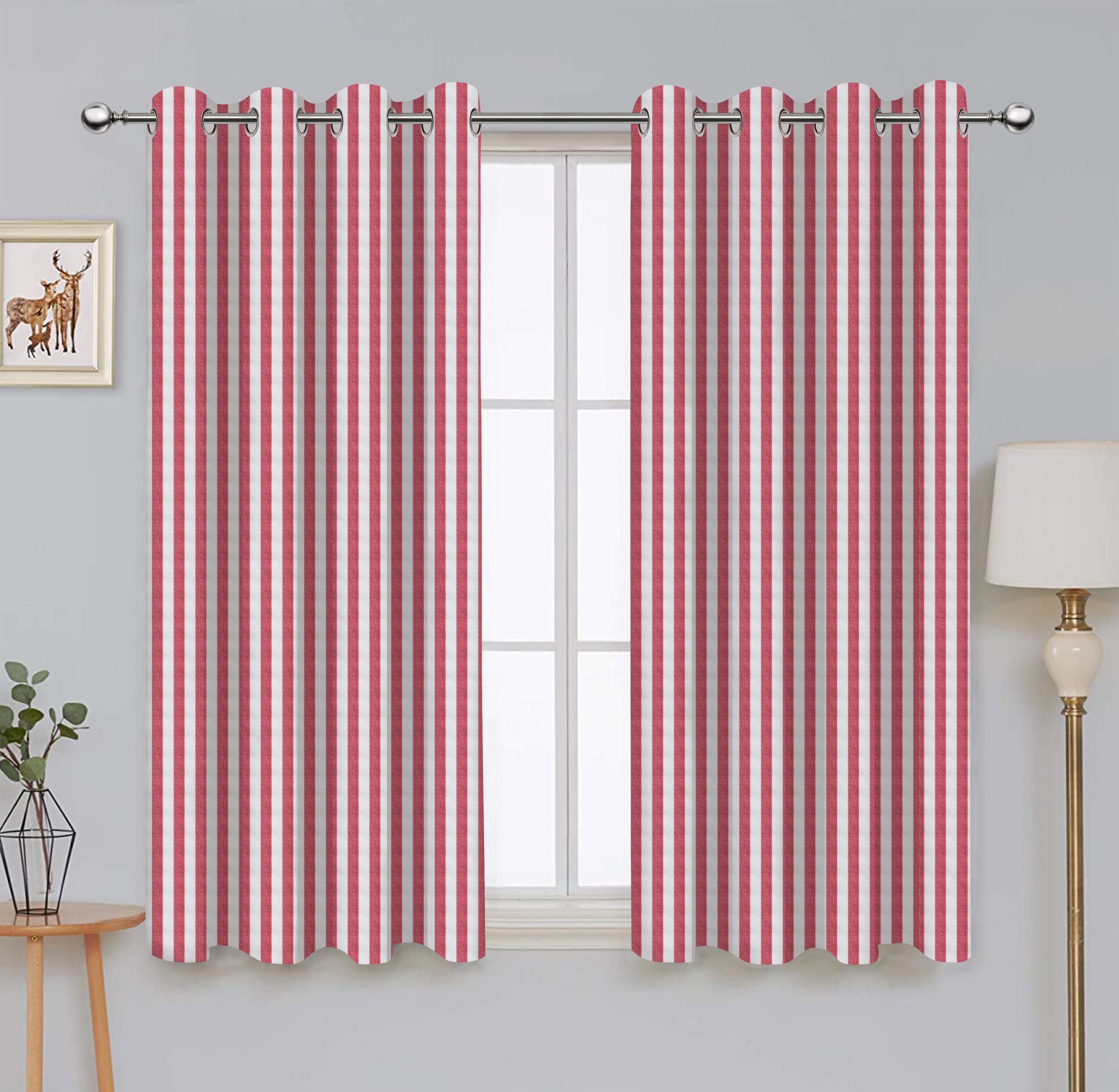 Cotton Candy Stripe Long 9ft Door Curtains Pack Of 2