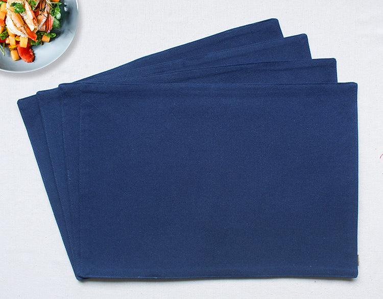Cotton Solid Blue Table Placemats Pack Of 4
