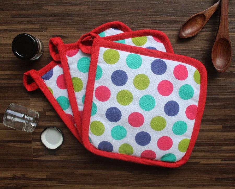Cotton Singer Dot Pot Holders Pack Of 3