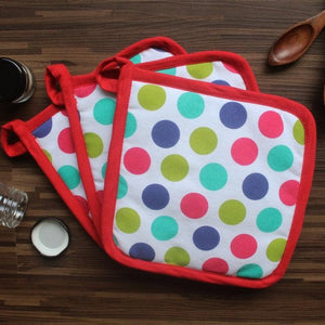 Cotton Singer Dot Pot Holders Pack Of 3 freeshipping - Airwill