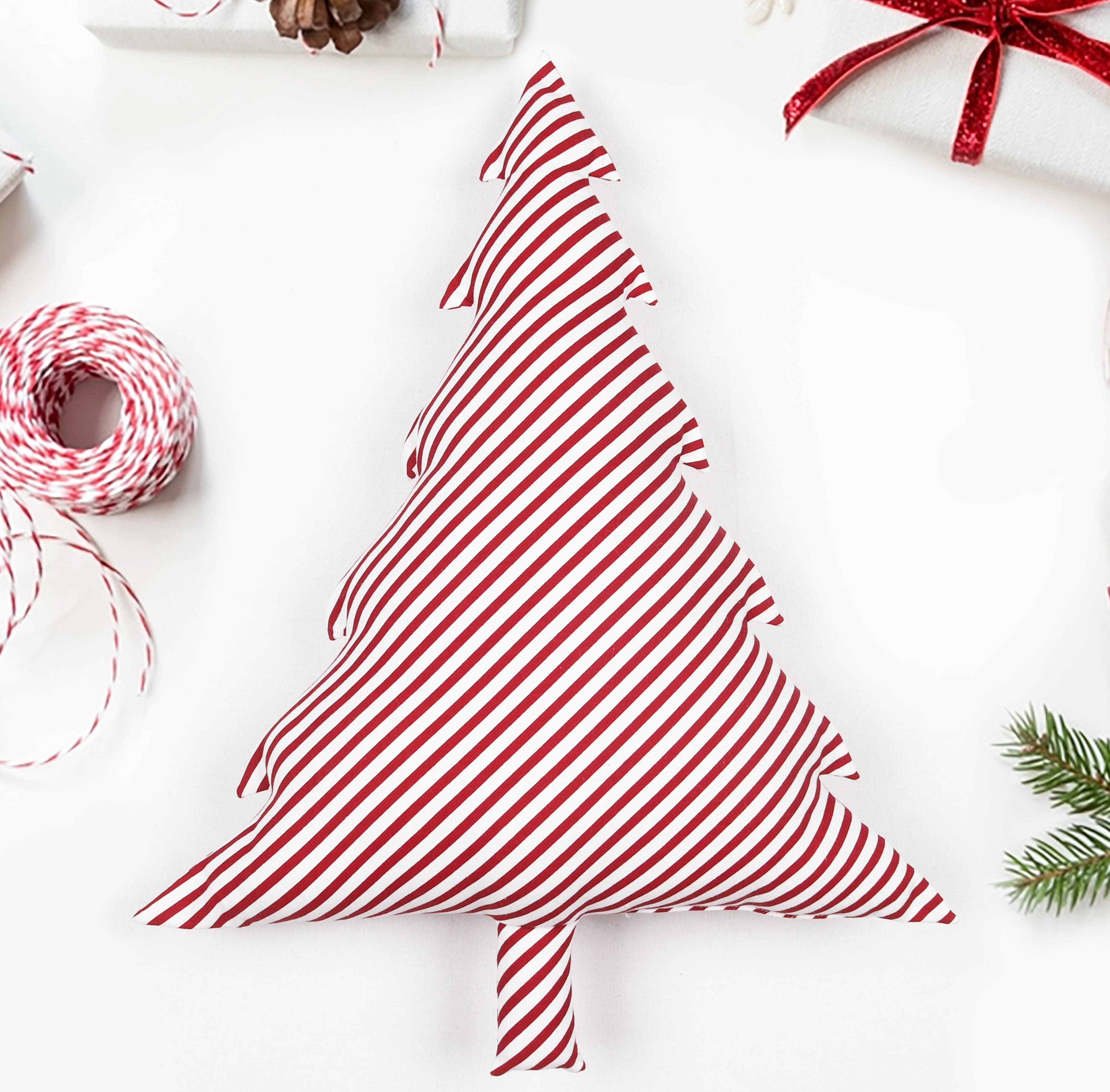 Cotton Christmas Big Red Cross Designed, Bell / Candy / Star / Tree Shaped Cushion with Recron Filled