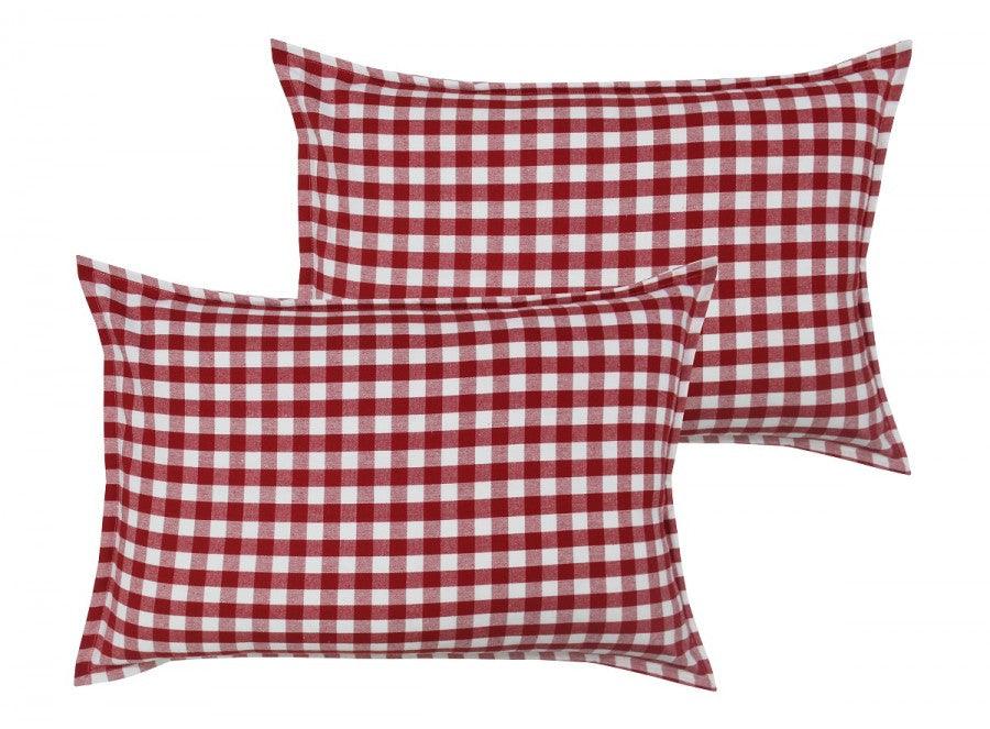 Cotton Gingham Check Red Pillow Covers Pack Of 2