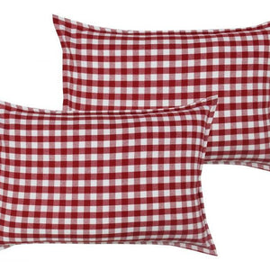 Cotton Gingham Check Red Pillow Covers Pack Of 2 freeshipping - Airwill