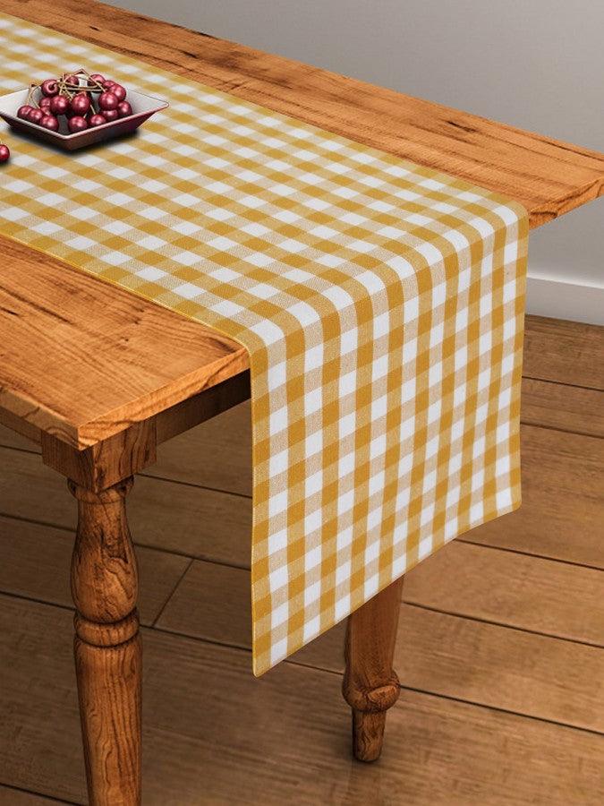 Cotton Gingham Check Yellow Table Runner