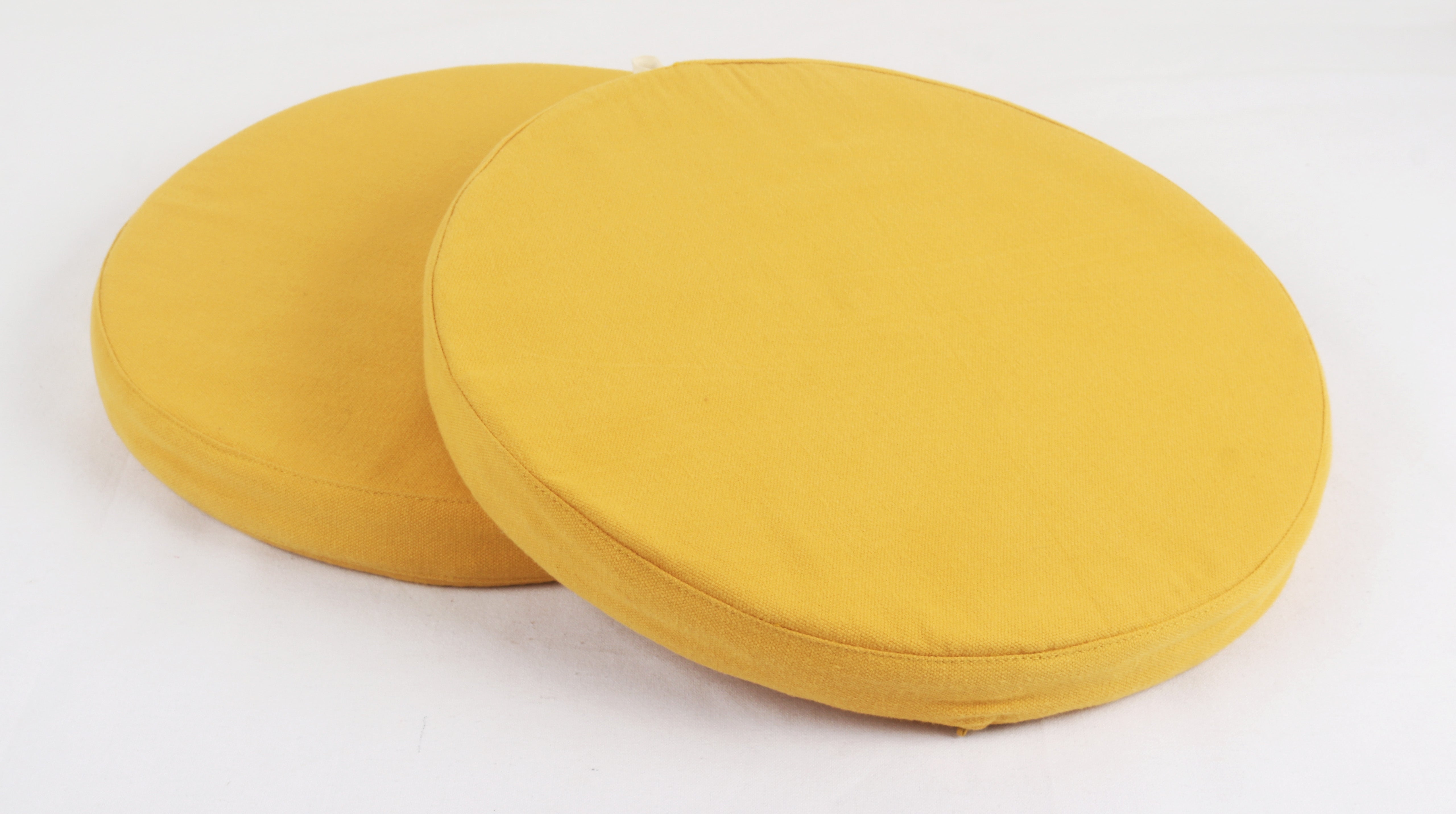 Cotton Yellow Round Chair Pad Pack of 2