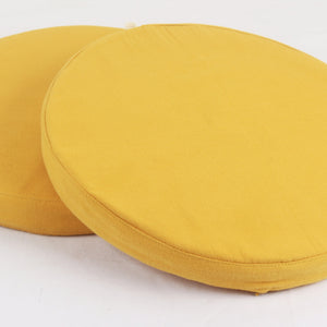 Cotton Yellow Round Chair Pad Pack of 2