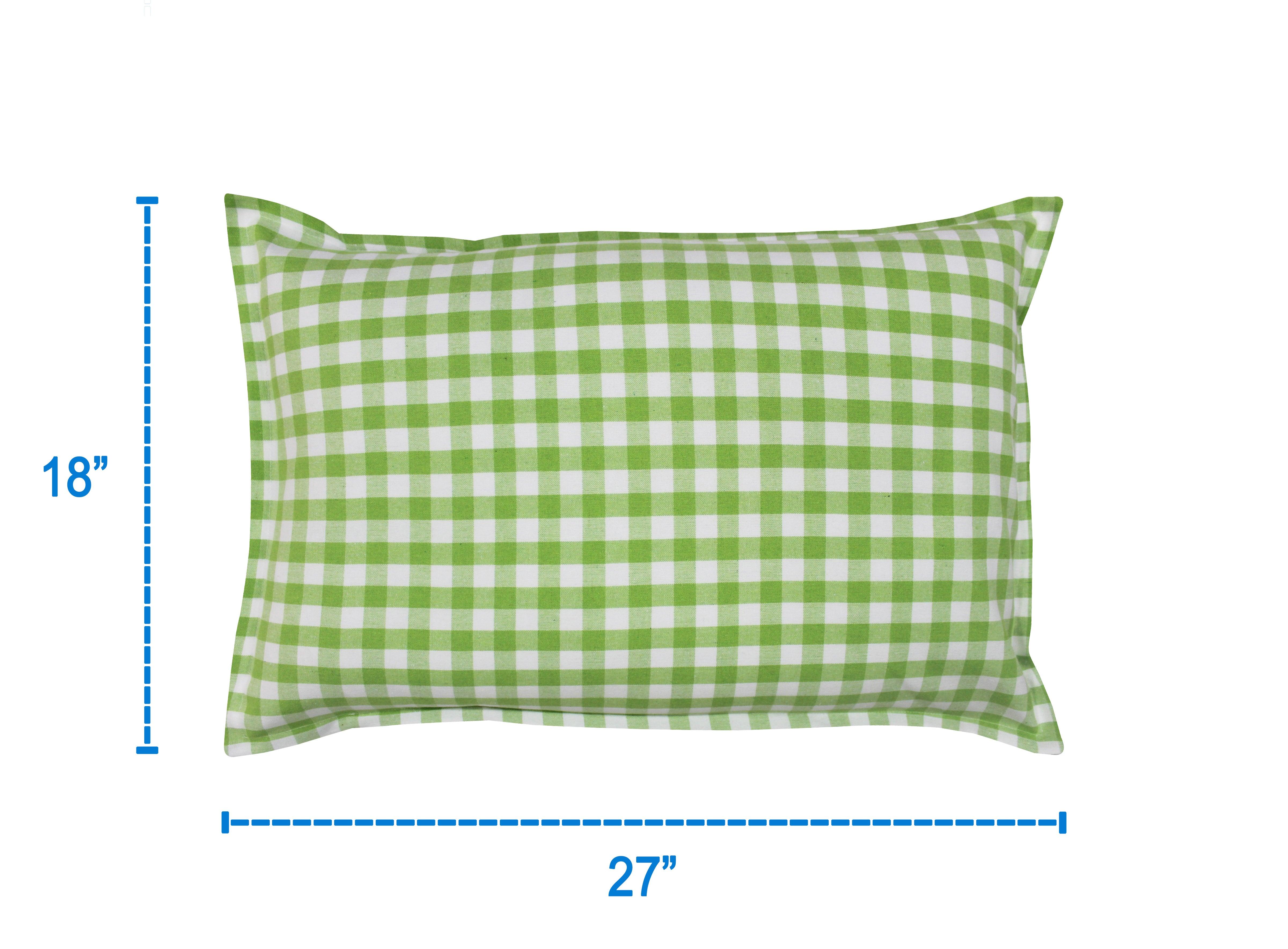 Cotton Gingham Check Green Pillow Covers Pack Of 2