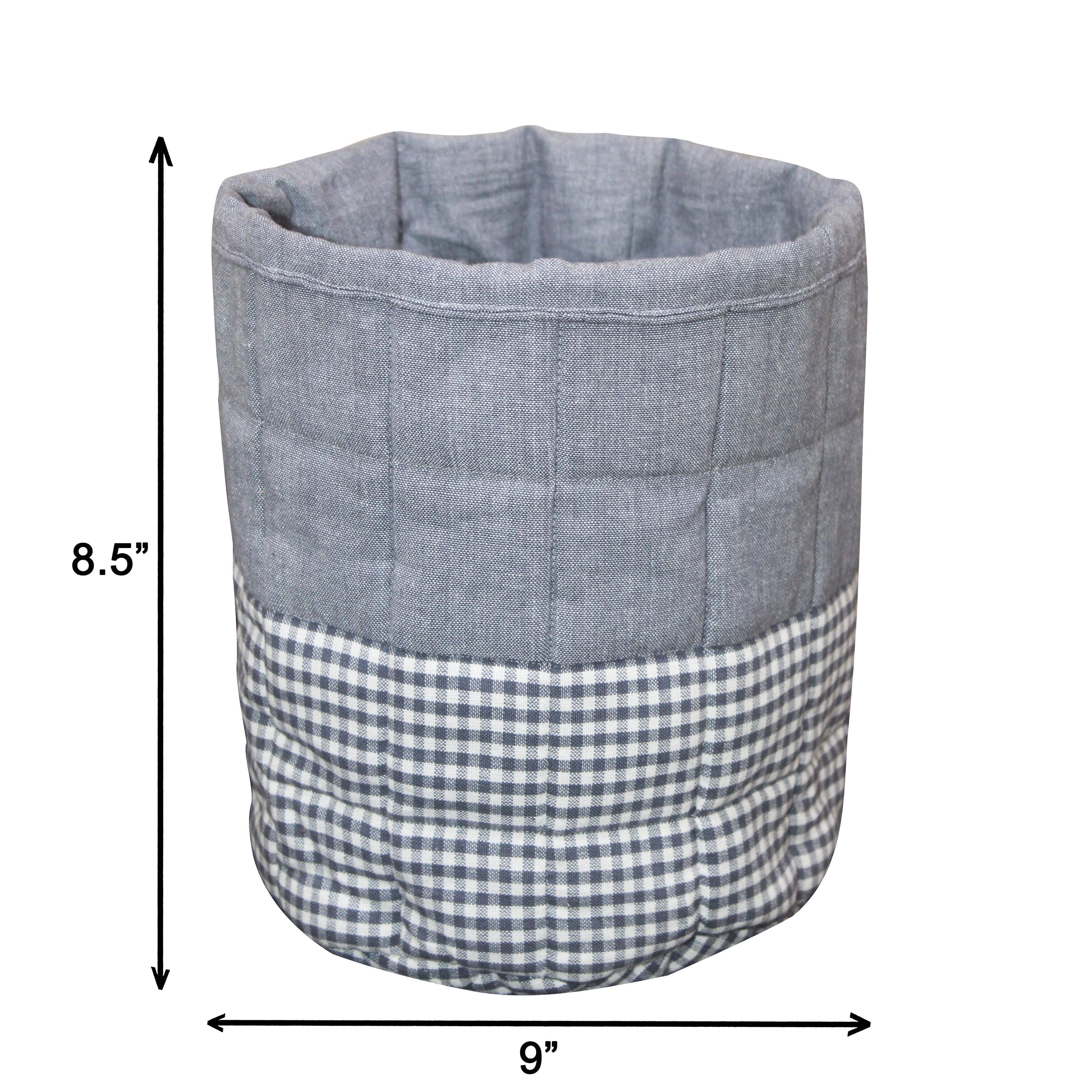 Cotton Check and Plain Blue Fruit Basket