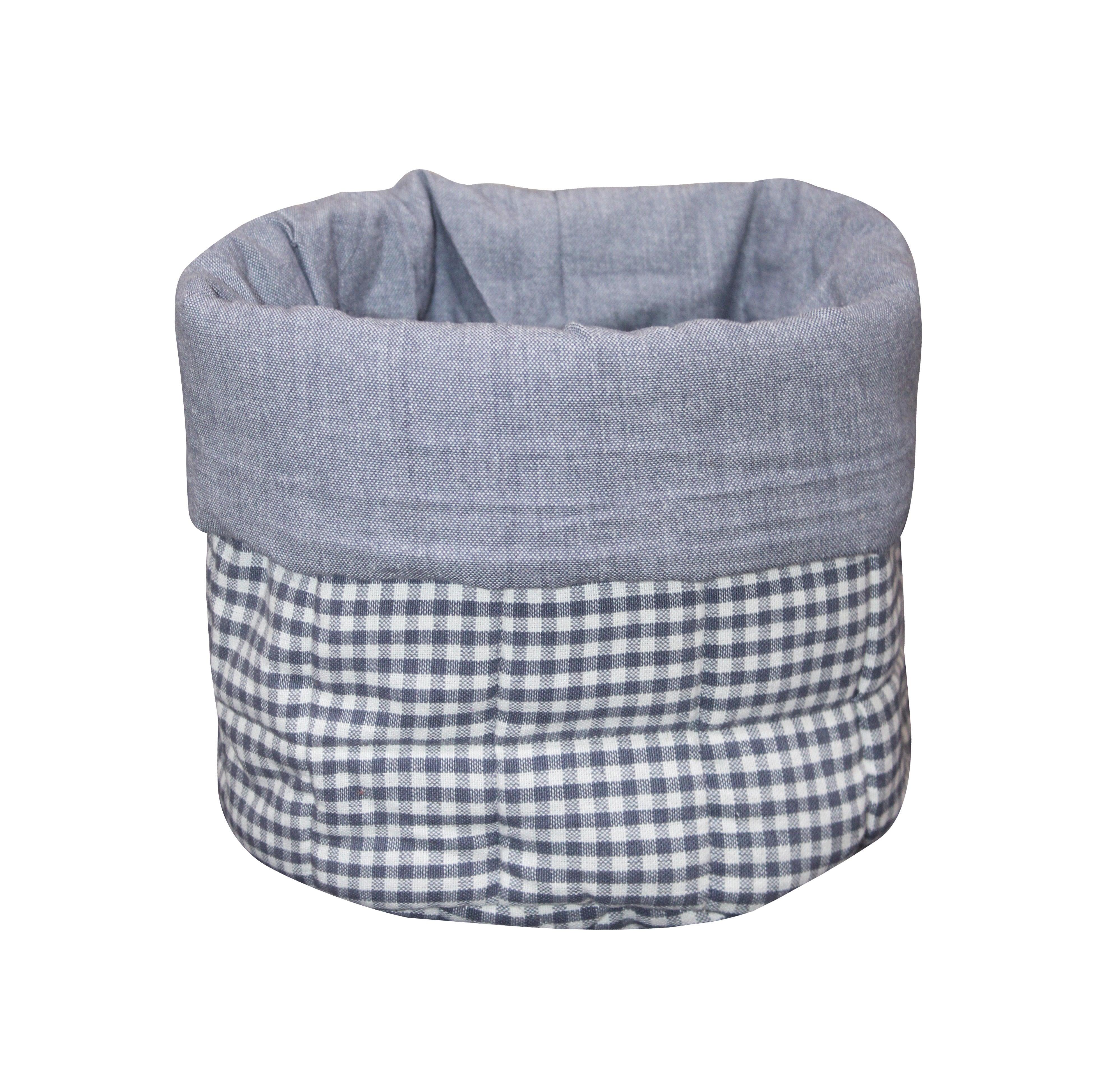Cotton Check and Plain Blue Fruit Basket