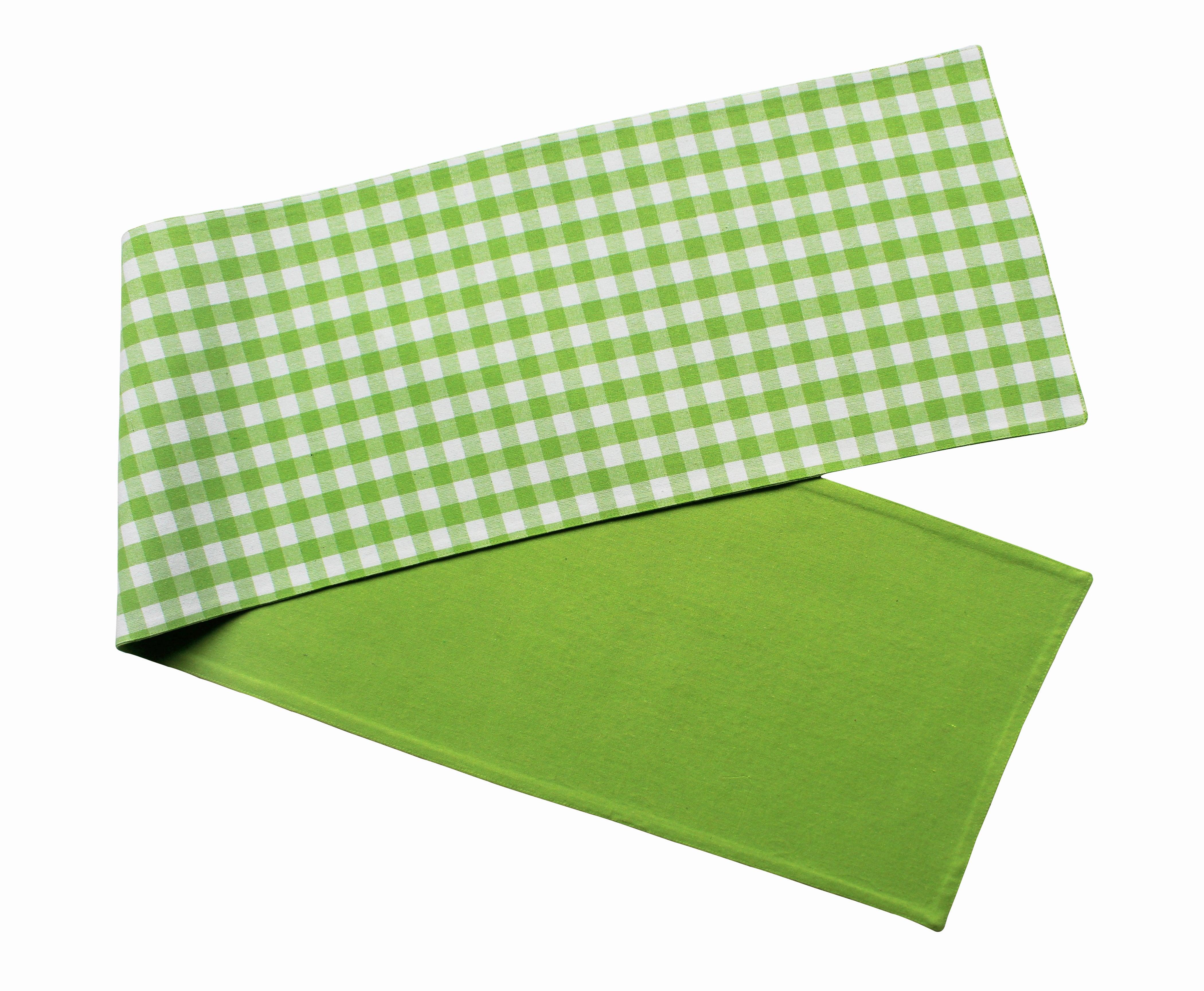 Cotton Gingham Check Green Table Runner