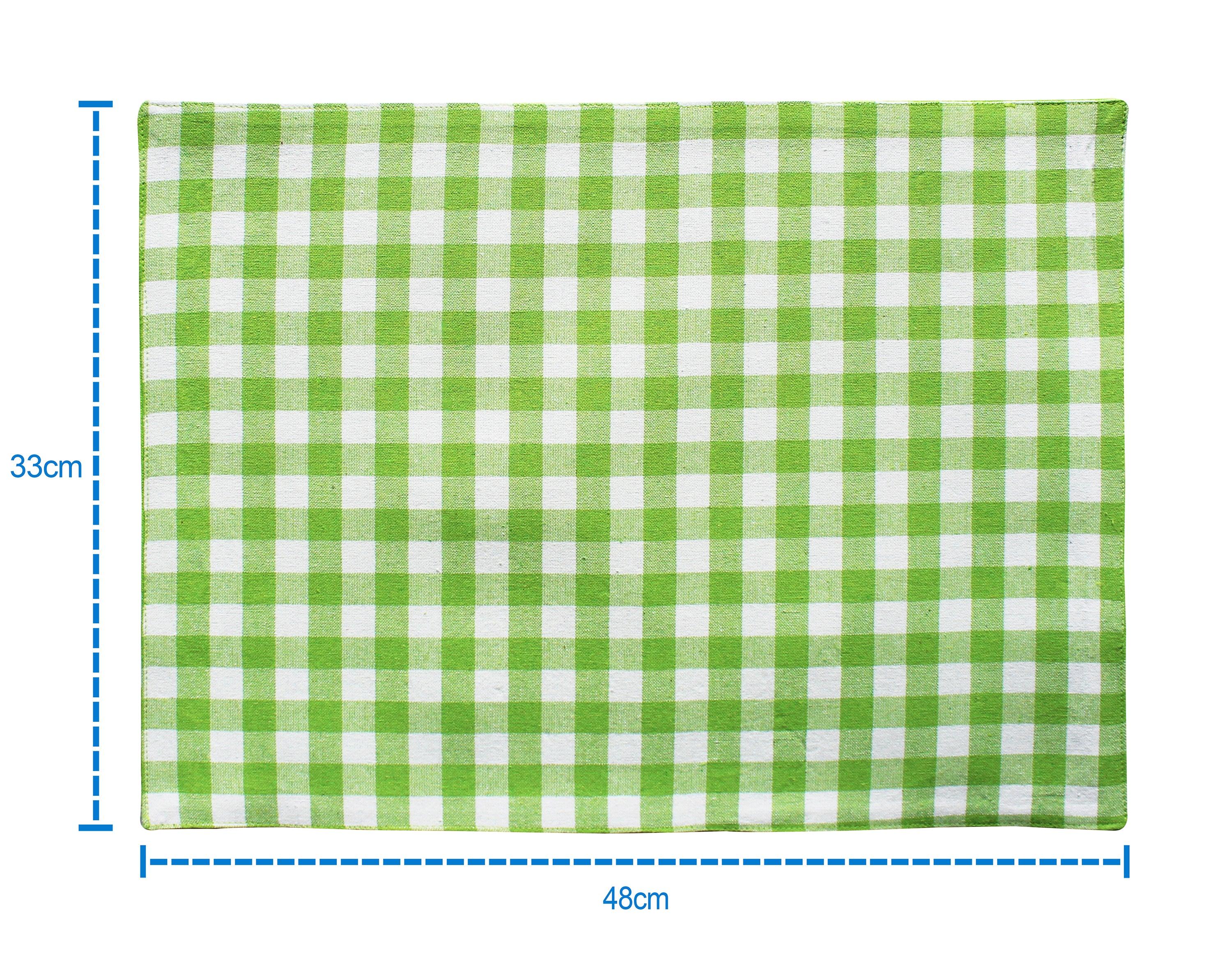 Cotton Gingham Check Green Table Placemats Pack Of 4